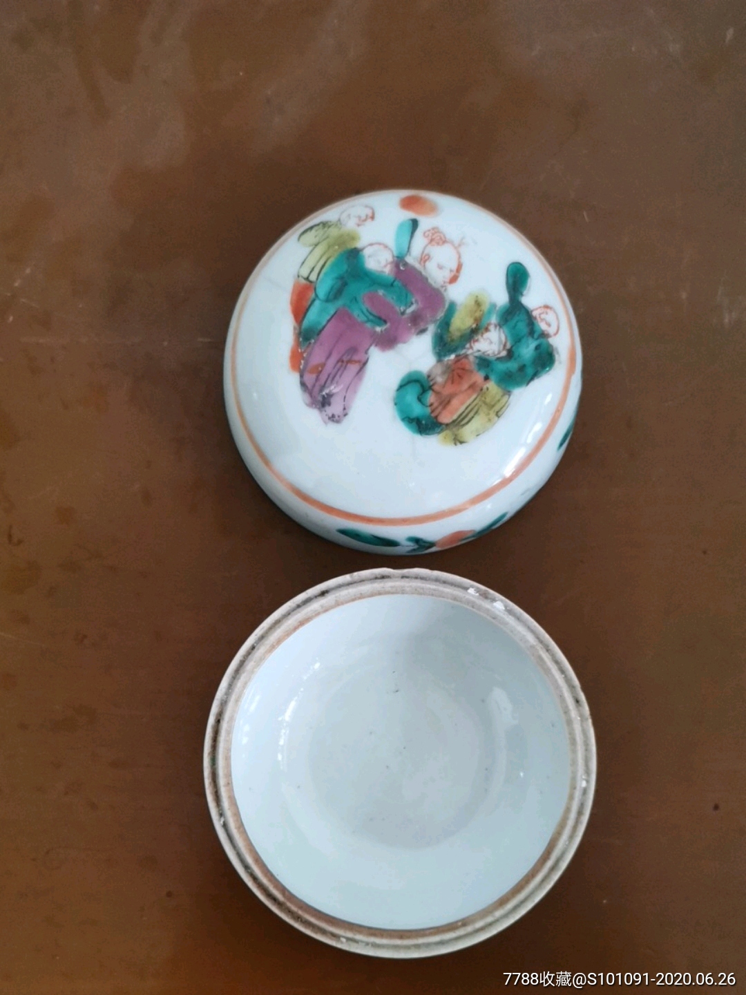 清代人物老粉盒-彩绘瓷/彩瓷-7788瓷器