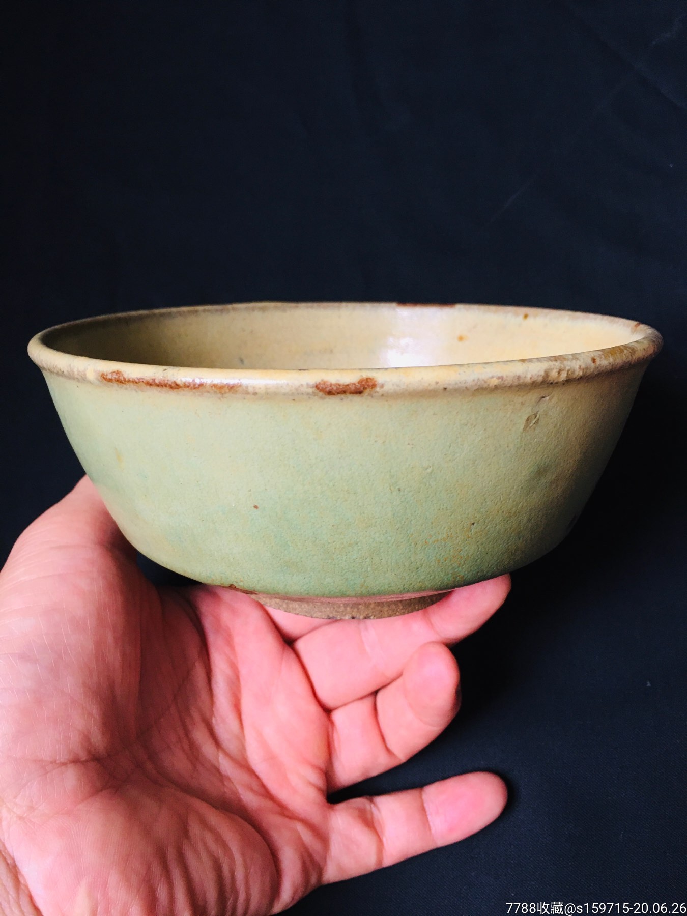 宋元时期磁州窑绿釉折腰碗-绿釉瓷-7788收藏