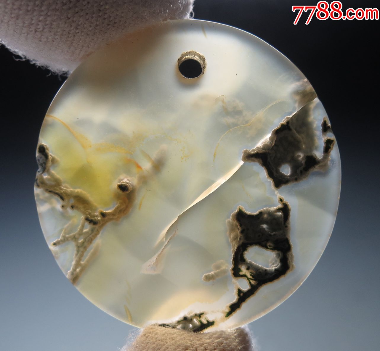 玉片2枚自然海藻纹