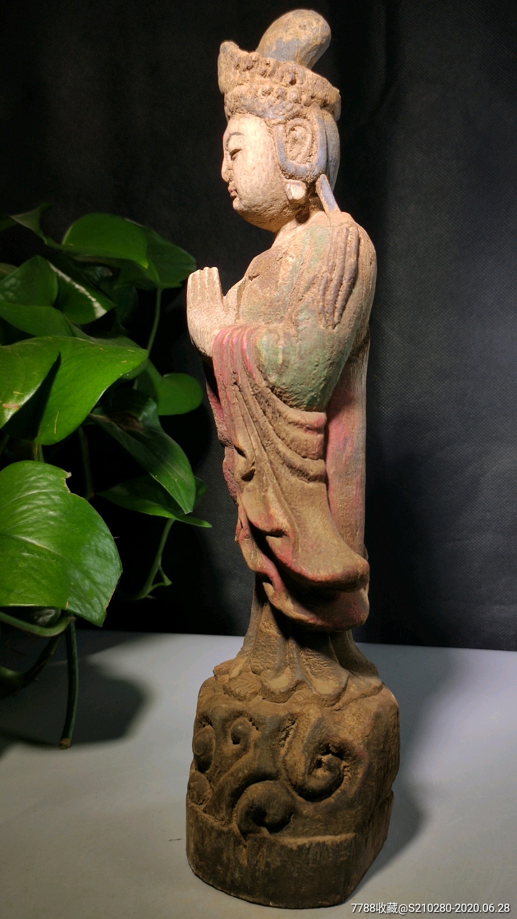 木雕彩绘观音菩萨像_木佛像/人像_晋都文玩阁【7788木艺】