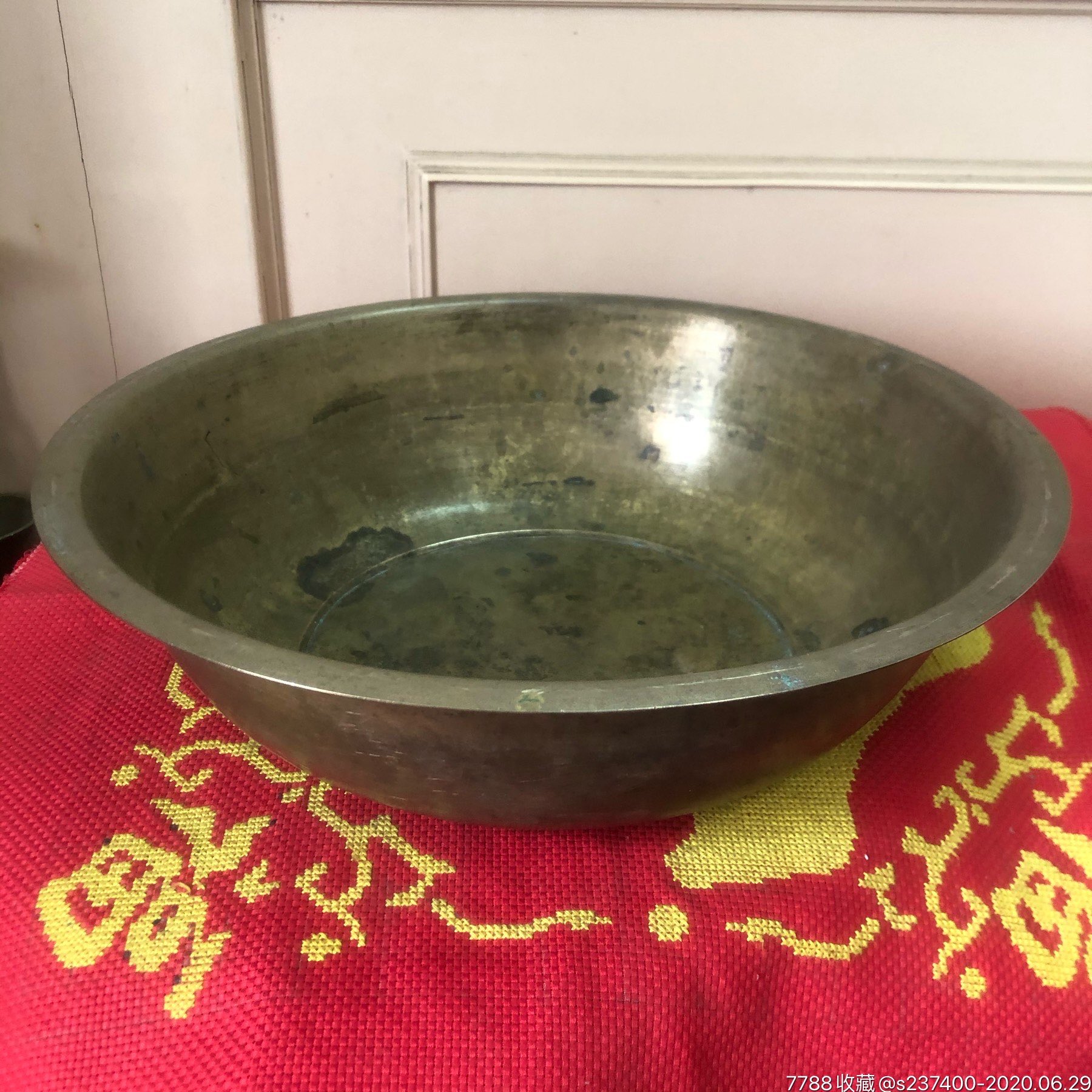 铜脸盆民俗老物件黄铜脸盆风水盆招财盆聚宝盆品中上怀旧日用保真
