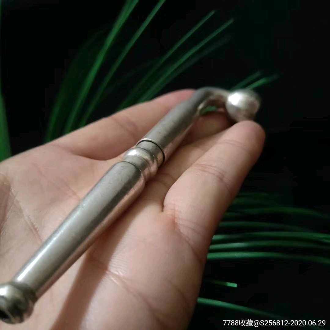 民国老银烟袋长135公分通体材质一致雪花银老手工工艺老包浆小巧玲