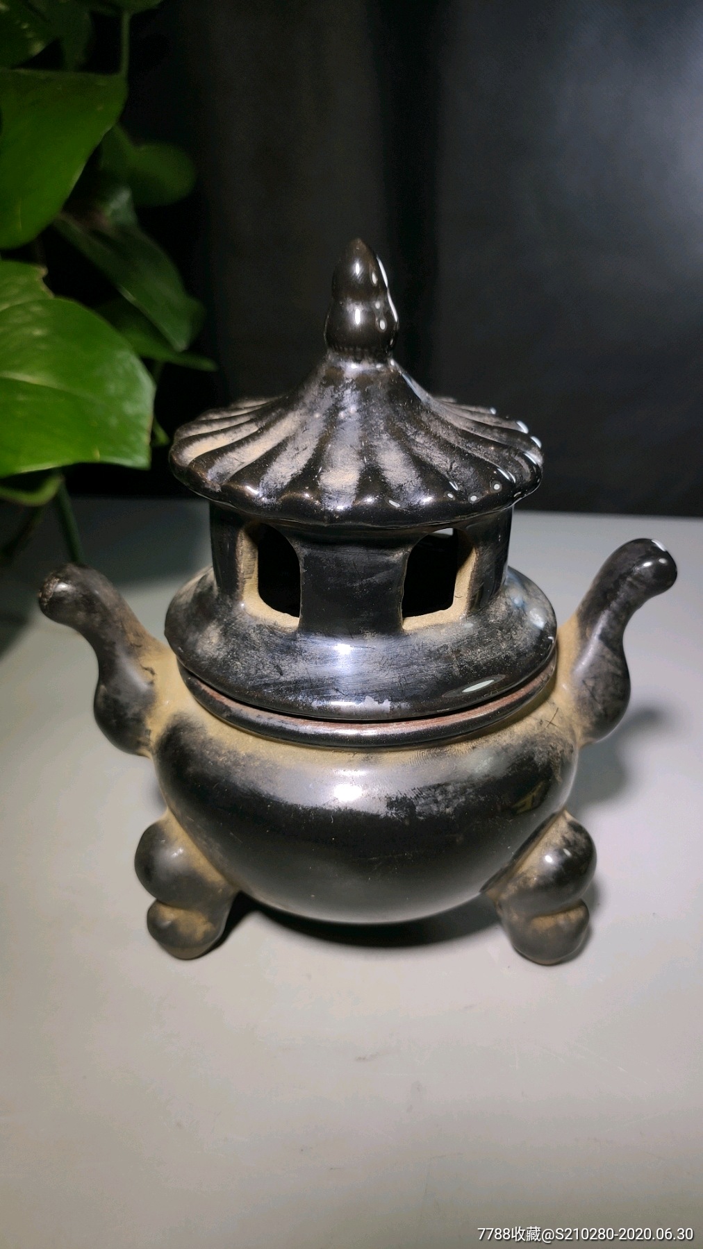 紫砂挂釉香薰炉