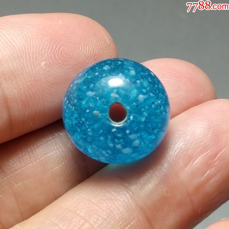 清末民国霏雪琉璃珠一对颗