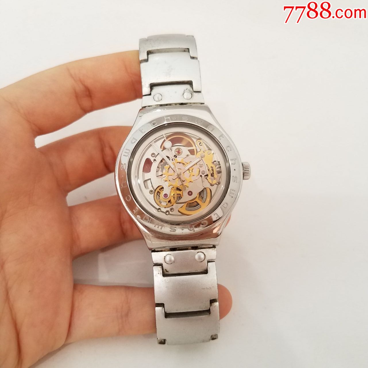 瑞士斯沃琪自动机械男表【2841-1机芯,透明底盖】【独特镂空表款】