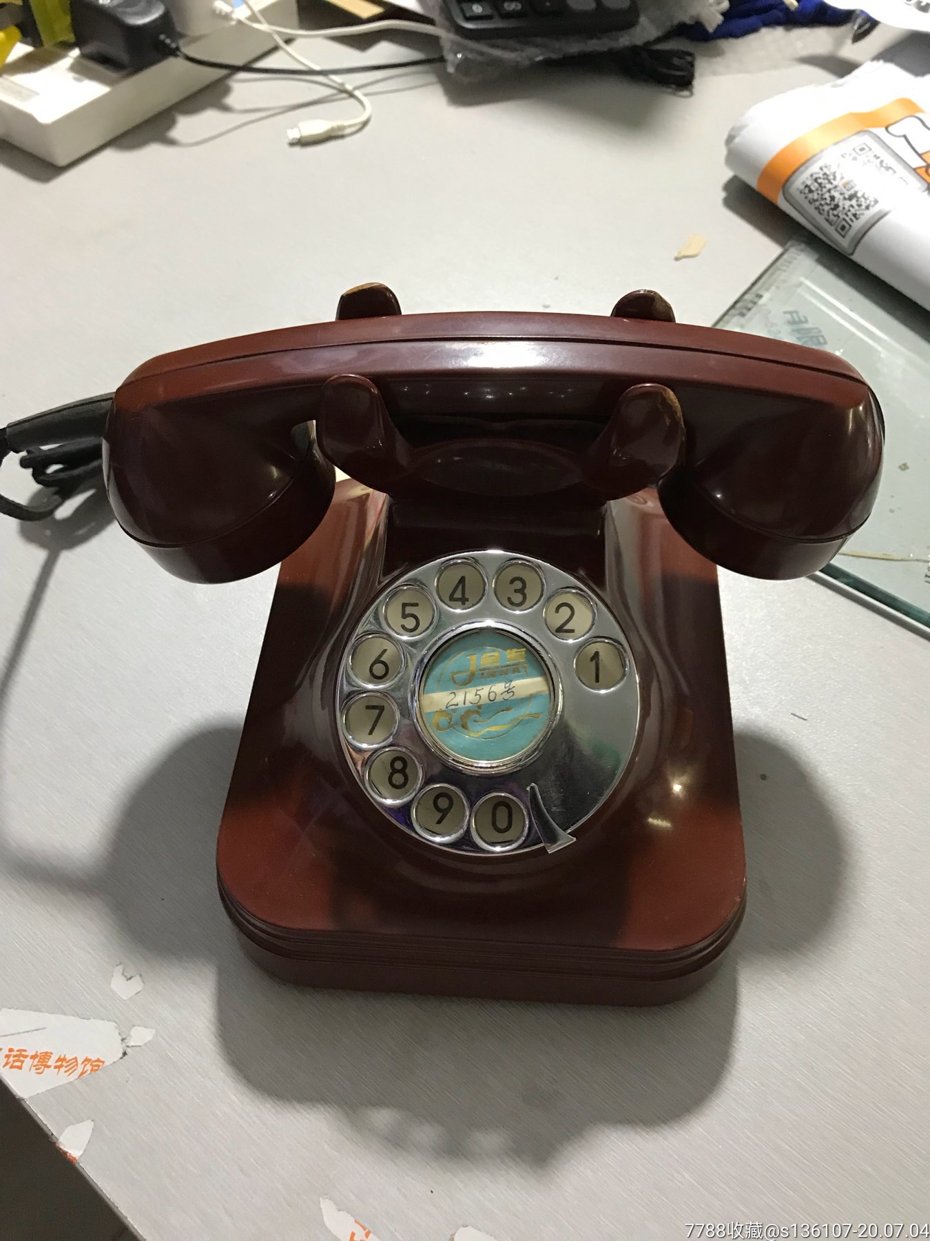 上海金海红色拨盘转盘老电话红机子