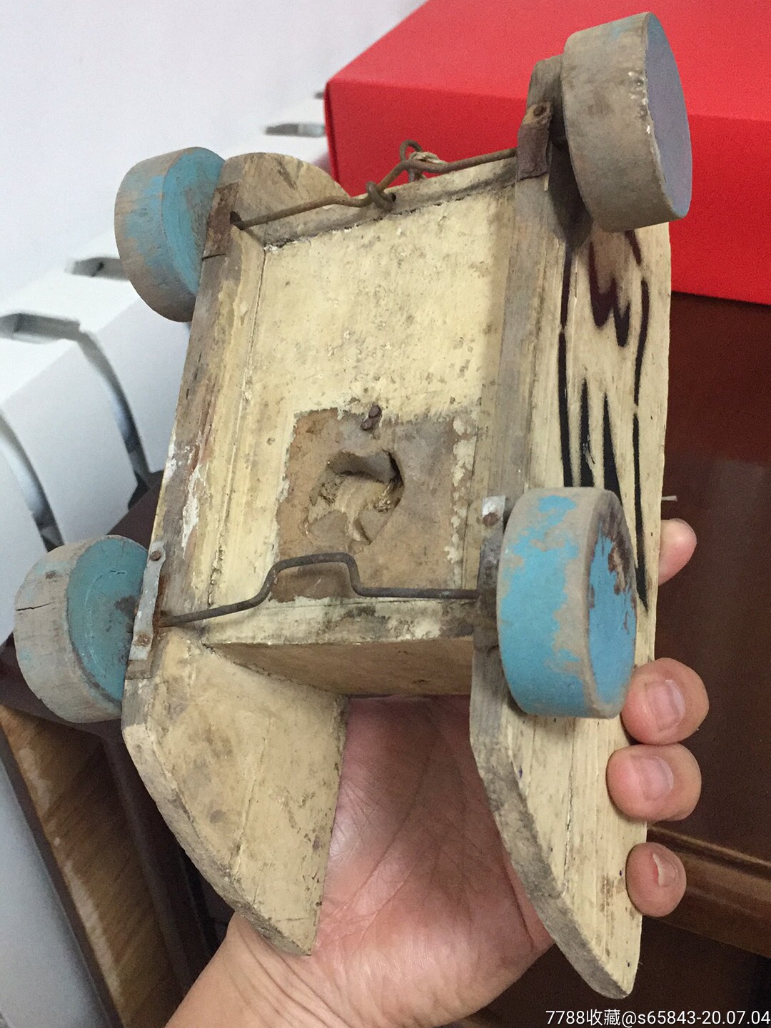 怀旧经典收藏六十年代木头《活动小黄鸭子车》-其他传统玩具-7788棋牌