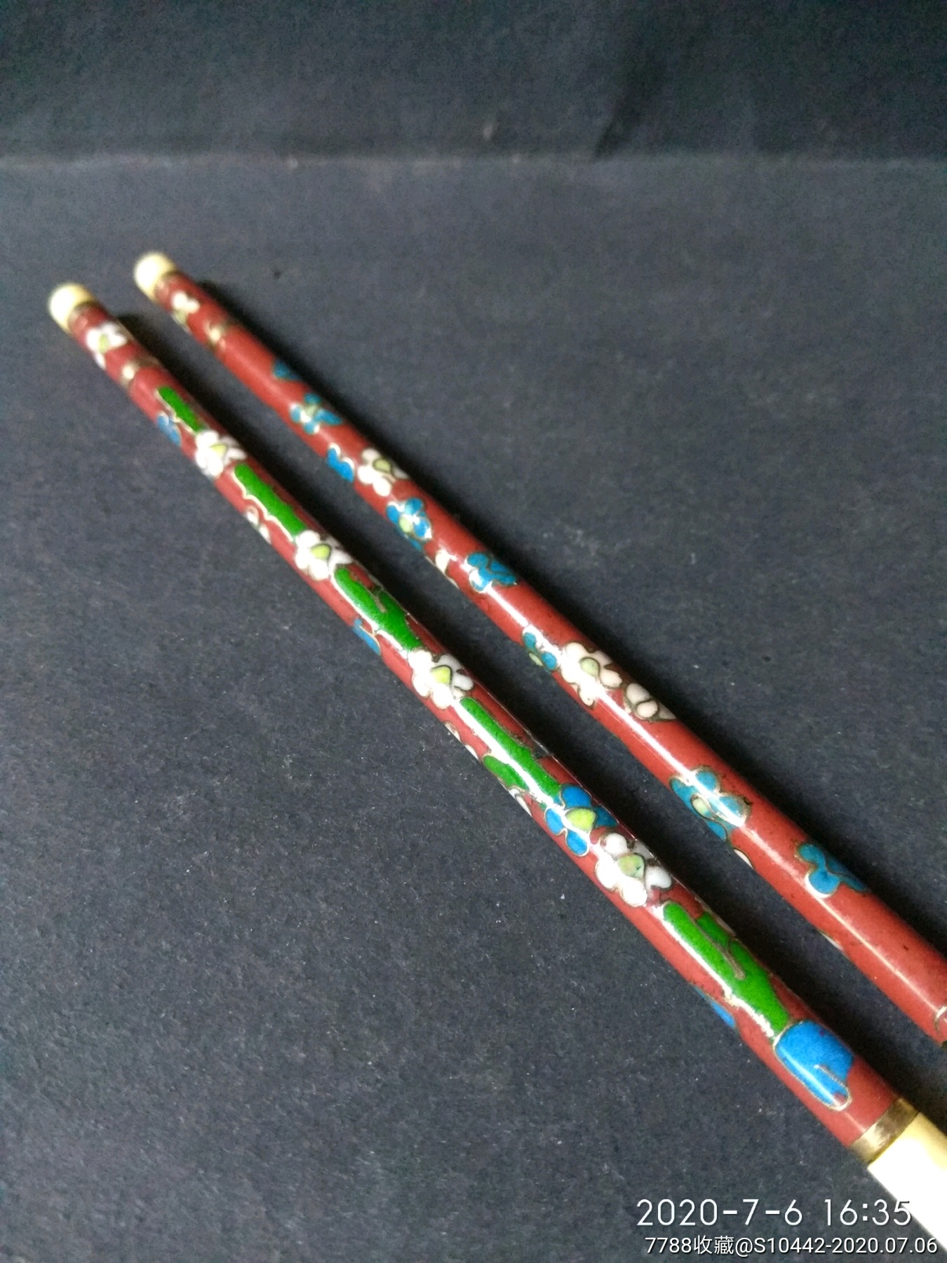 80年代出口景泰蓝牙骨工艺筷子