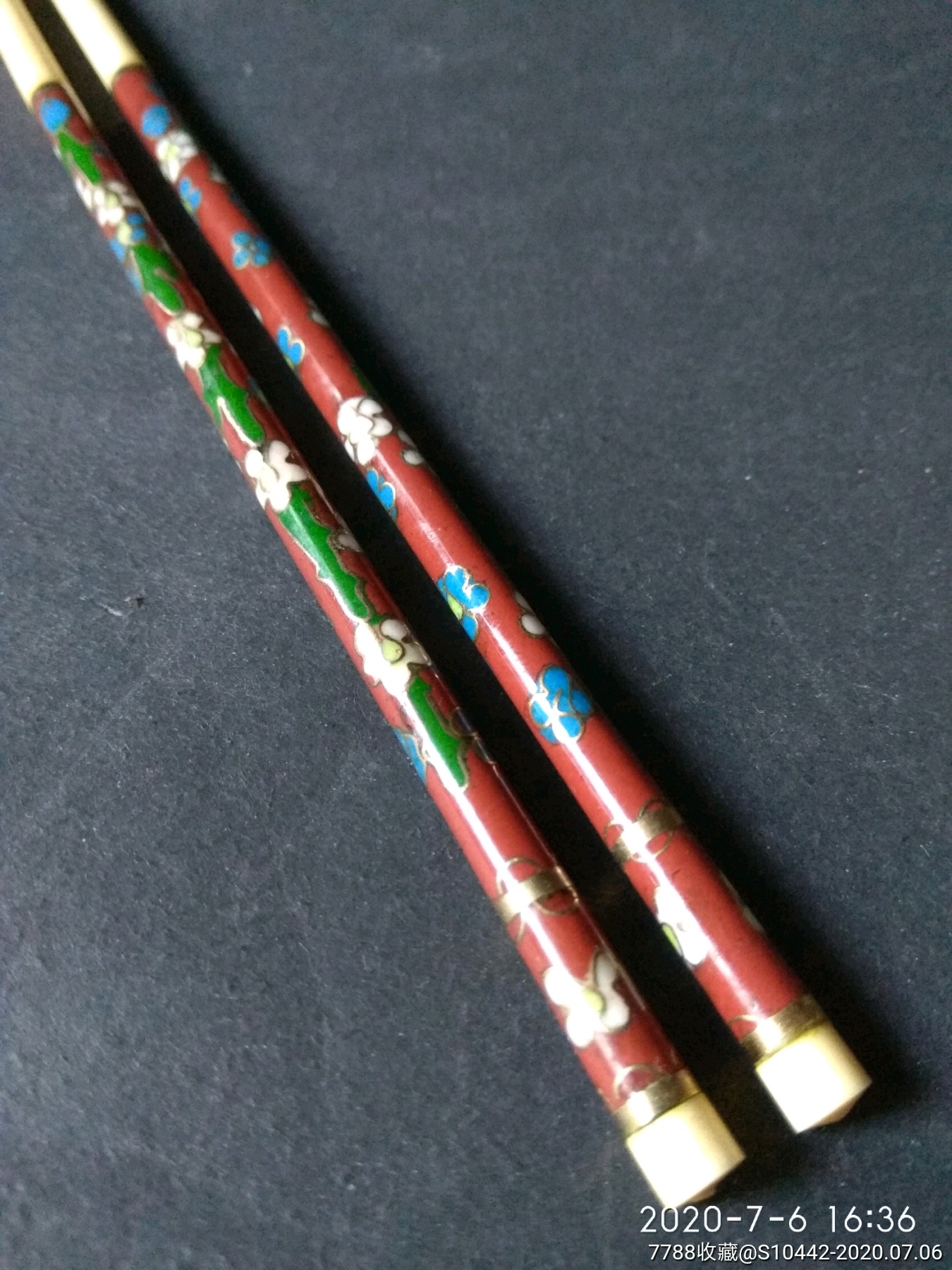 80年代出口景泰蓝牙骨工艺筷子