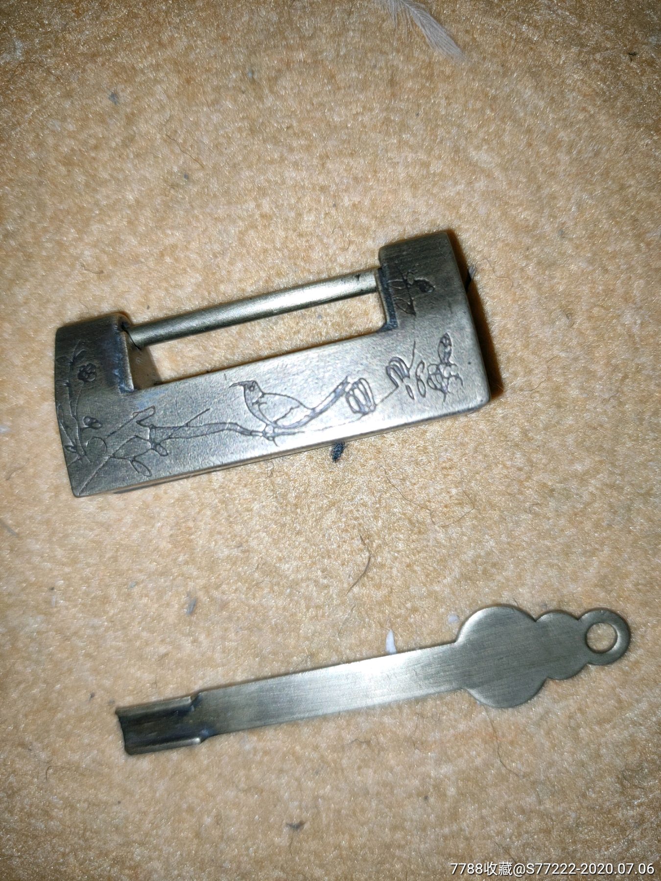 樟木箱子纯铜挂锁古代横开铜锁复古木箱黄铜锁中式仿古小箱子锁扣