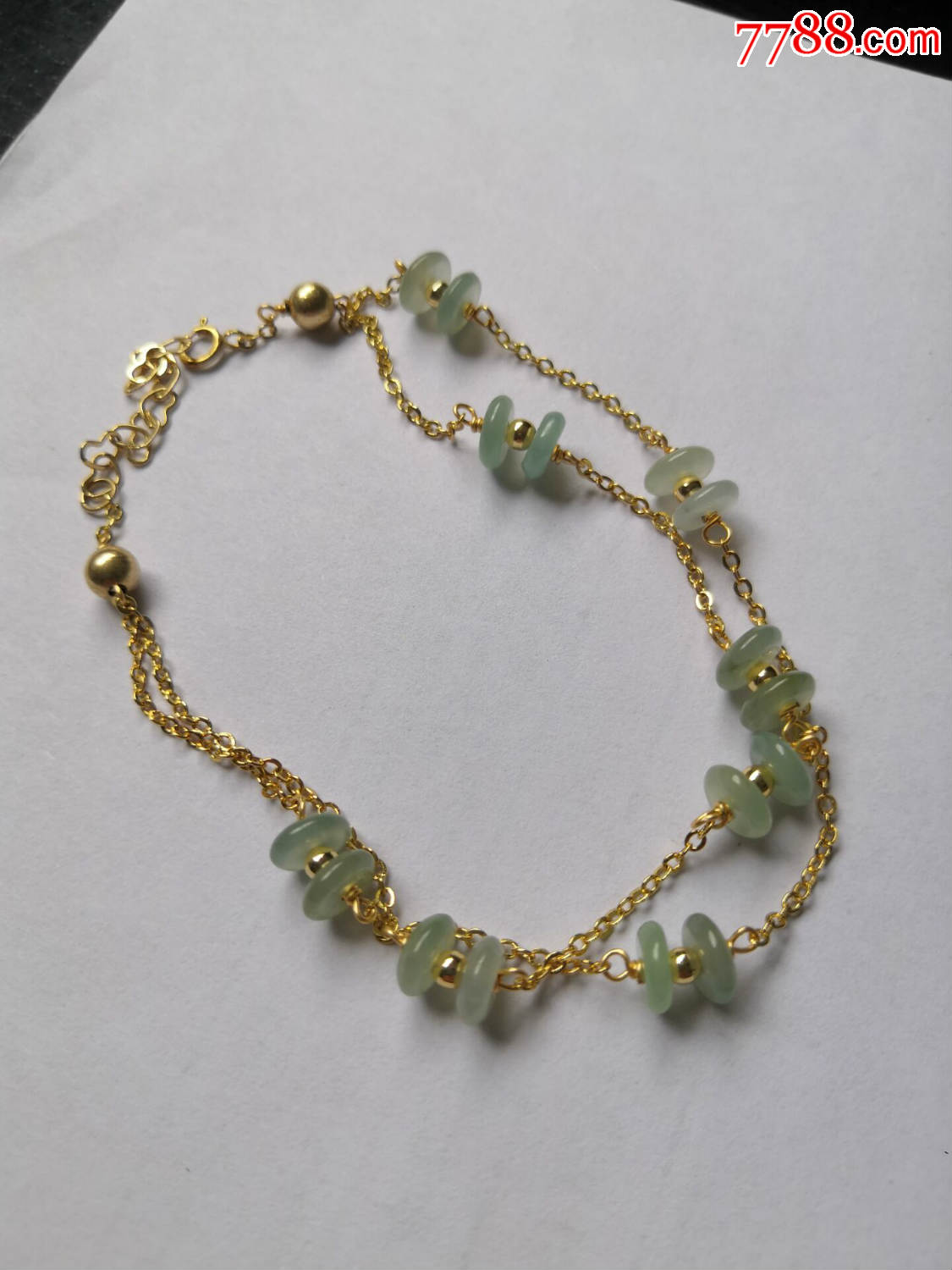 翡翠手链,双层手链,有种水,14k包金