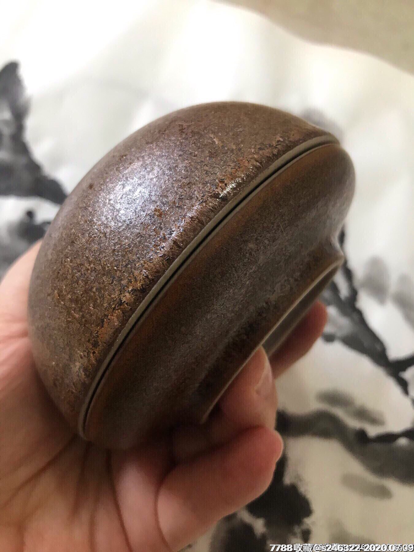 【文房雅器】砂金釉印泥盒直径9.5cm(带30克印泥)