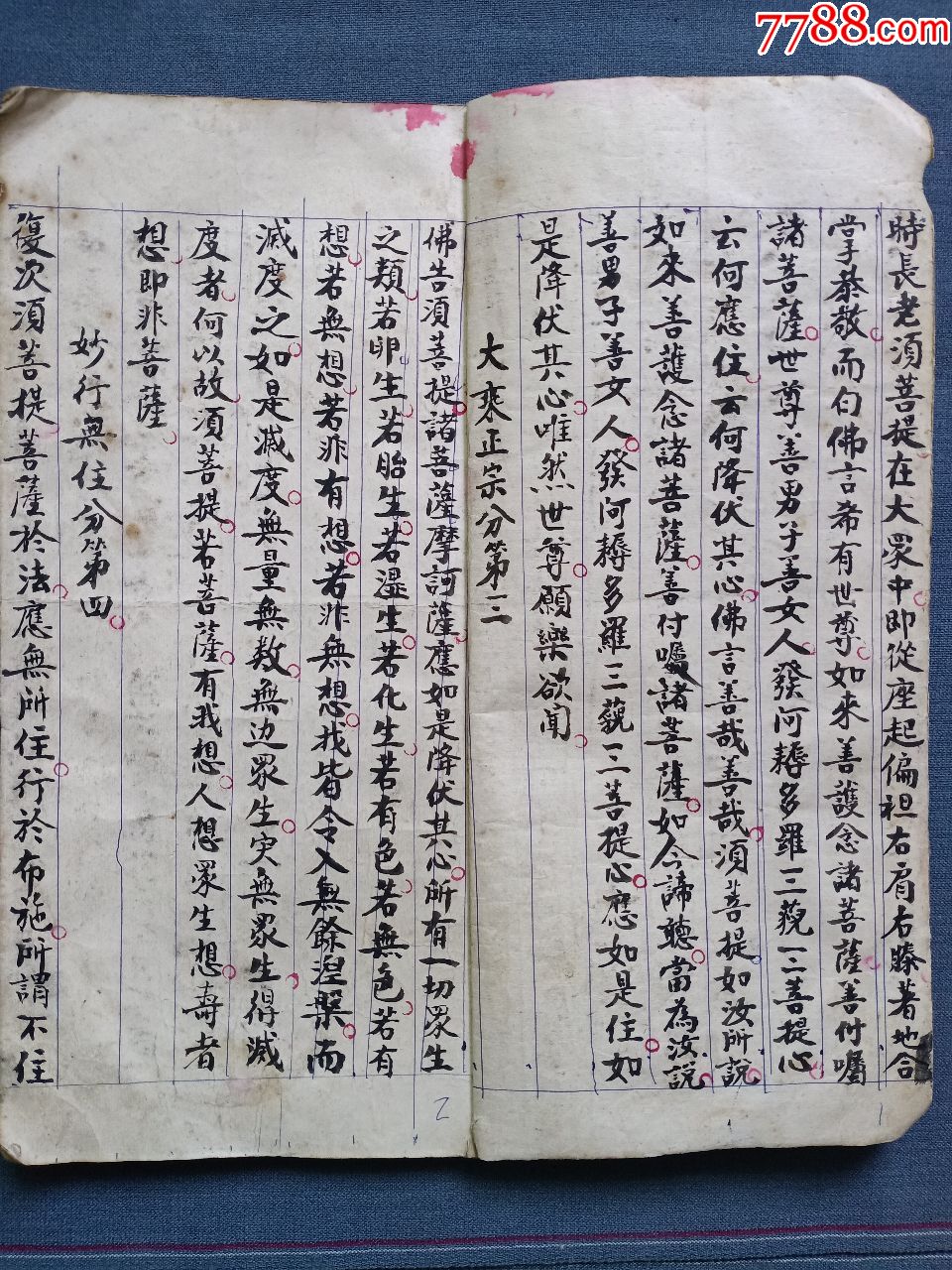 大开本线装手抄佛经《金刚般若波罗蜜经》(长29.