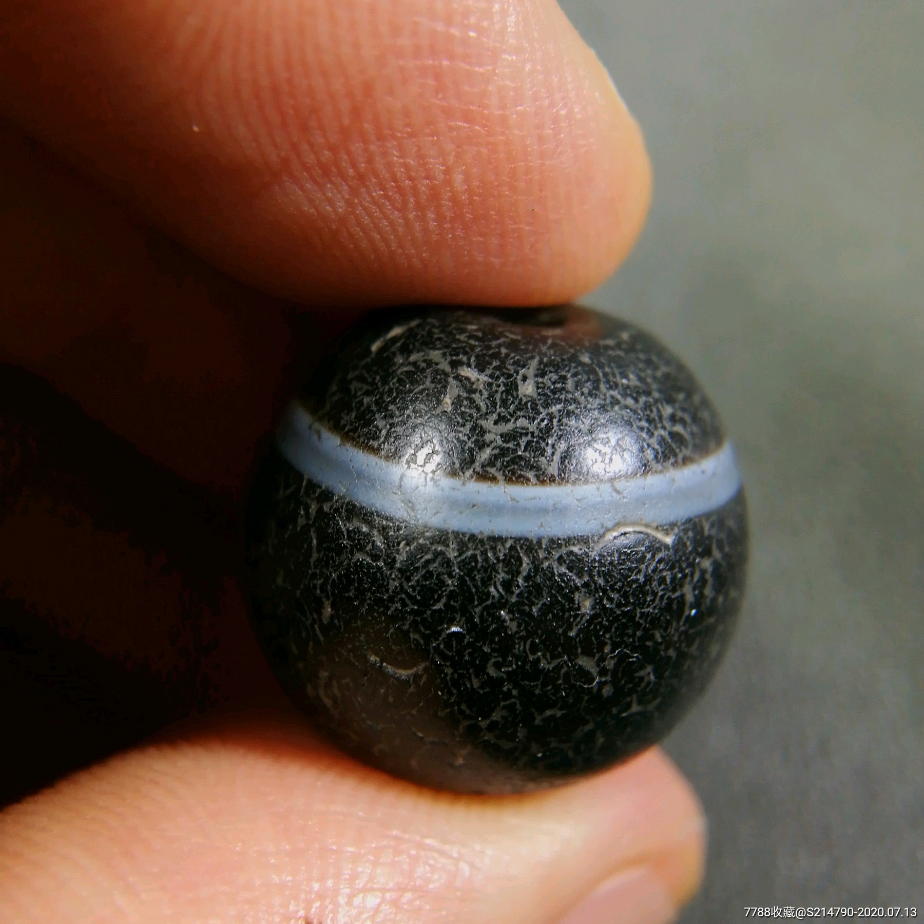 直径17.5毫米药师圆珠天珠,天珠,玛瑙天珠,年代不详,线珠,圆形_第4张