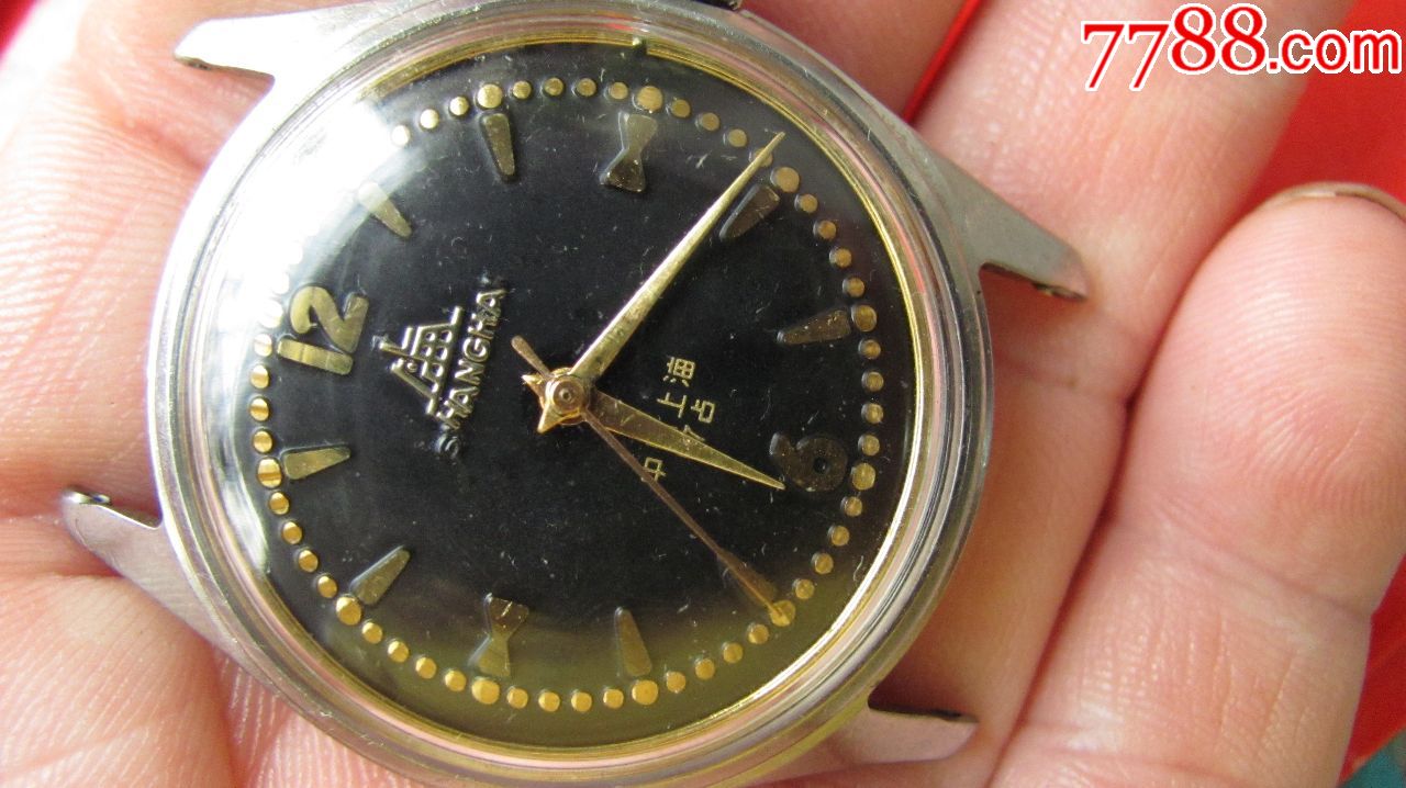 早期珍惜少见的乌金面数字盘611男表一个-手表/腕表-7788收藏