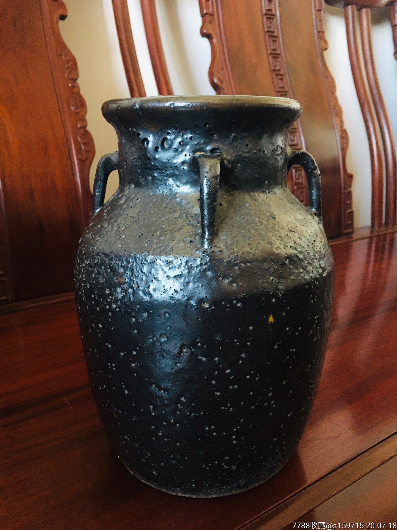 宋代建窑铁胎黑釉四系壶