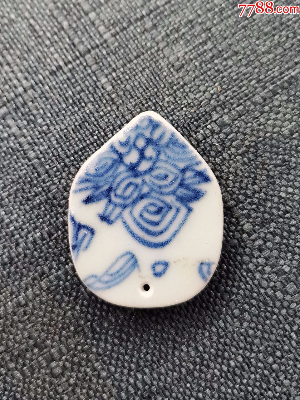 古瓷碎片青花瓷古瓷片老瓷片项链吊坠首饰配饰diy清代古瓷手把件