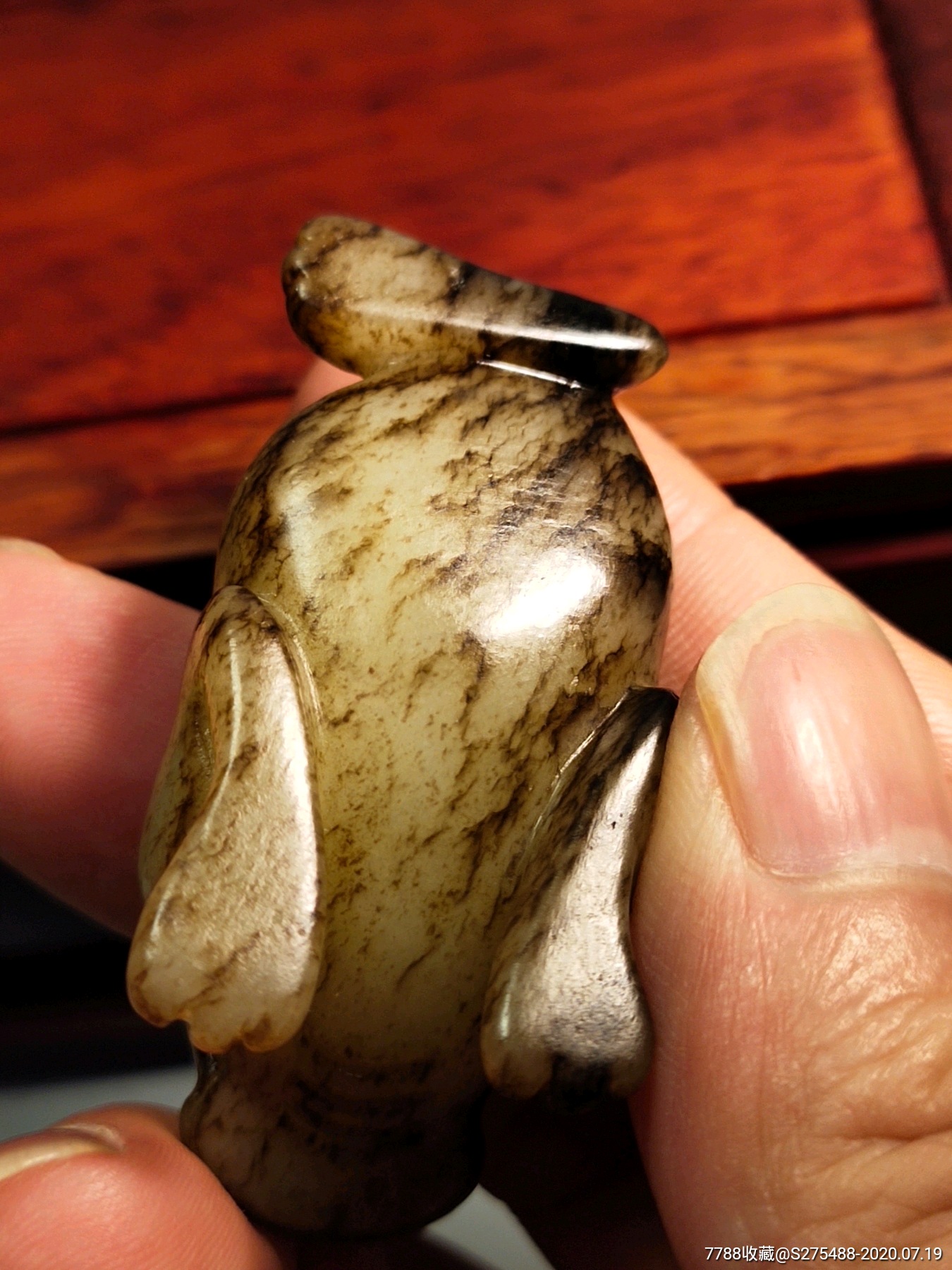 明清玉器明代和田玉老提油金蟾