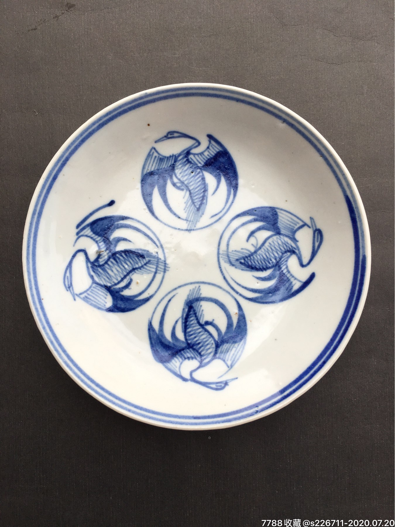 民国团鹤纹青花盆_青花瓷_第1张