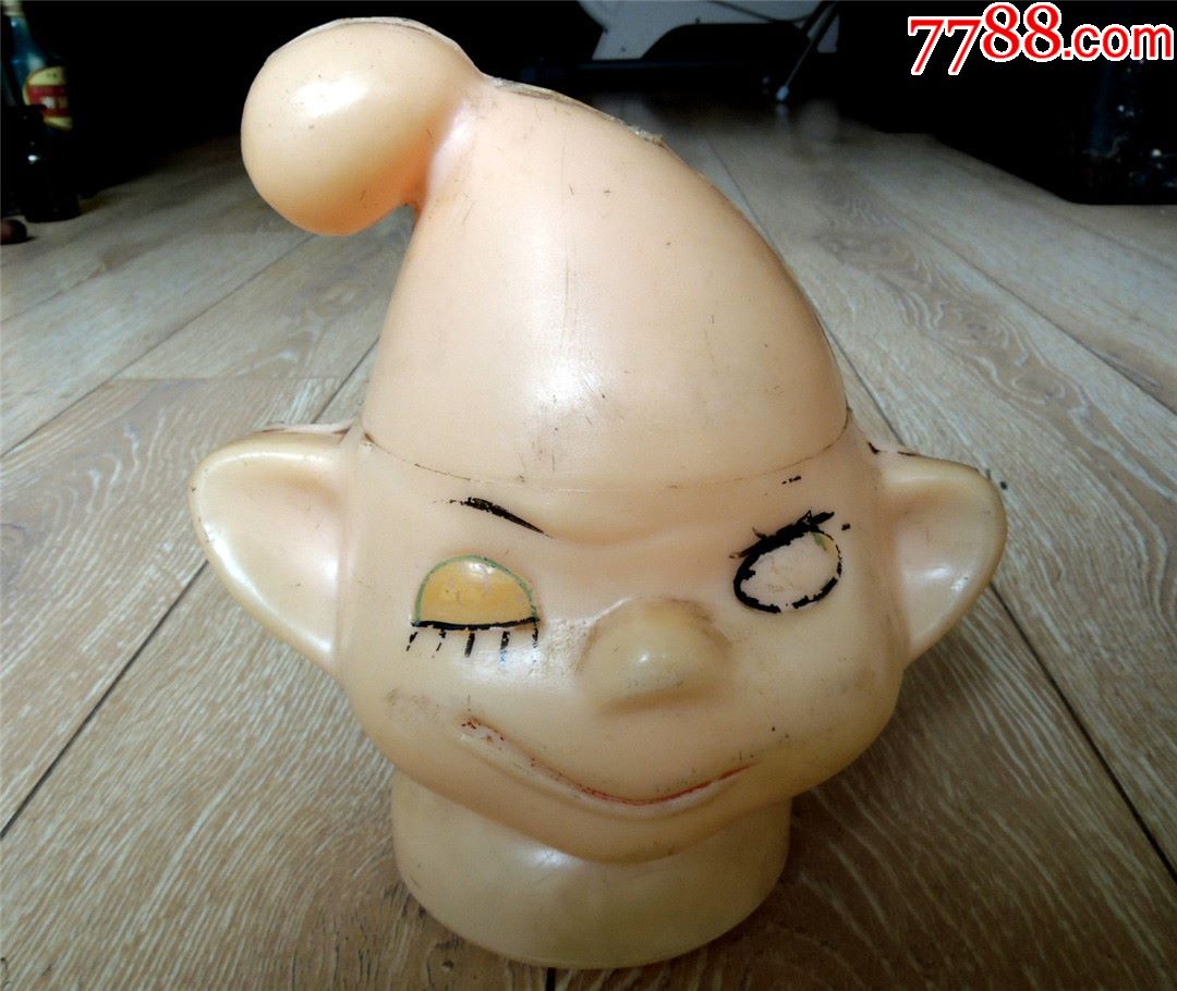 老胶皮玩具收藏008早期经典玩偶储蓄罐大号塑料小鬼精灵底裂1