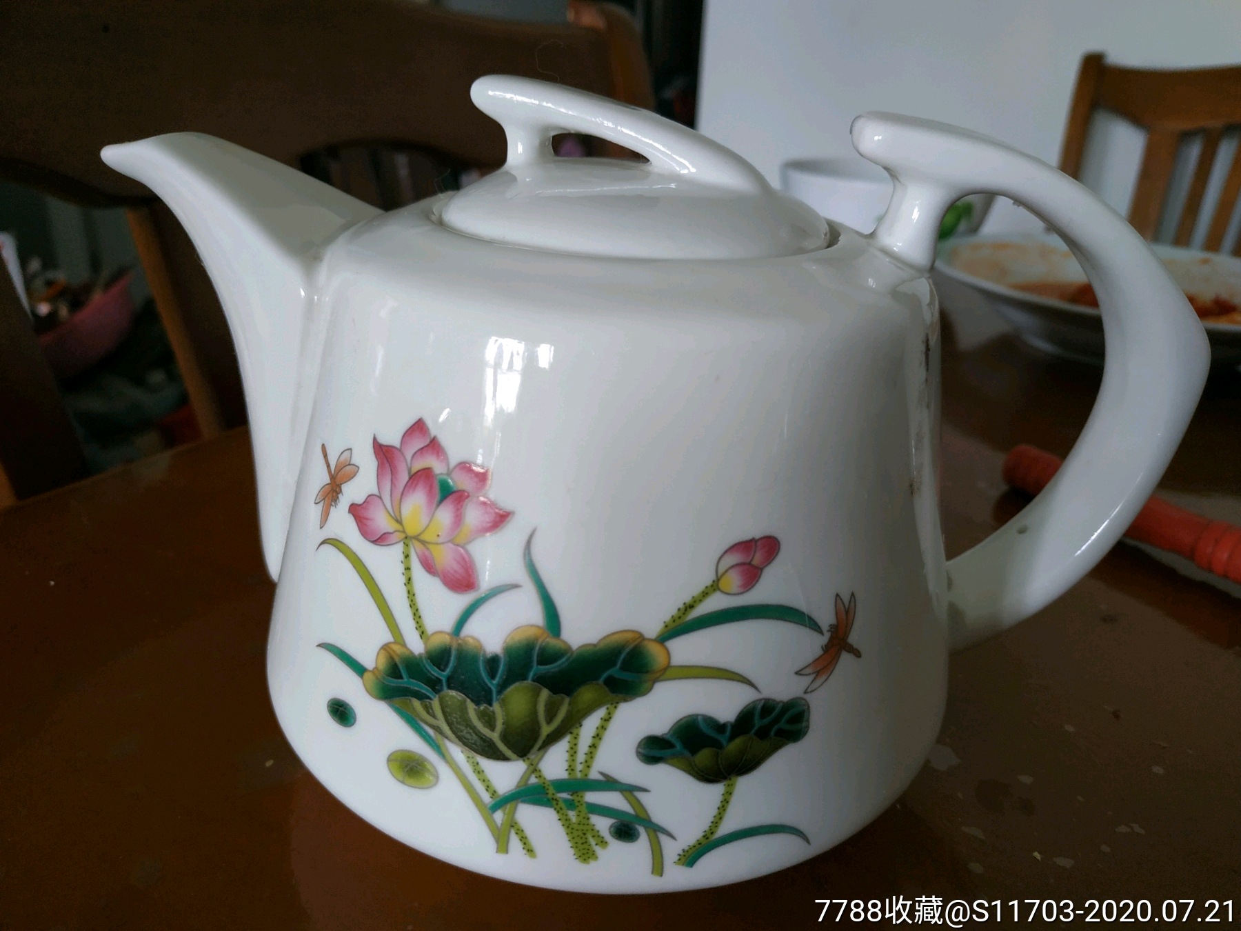 荷花清韵茶壶,造型优美,瓷质细腻,高度120mm-au23726167-7788瓷器