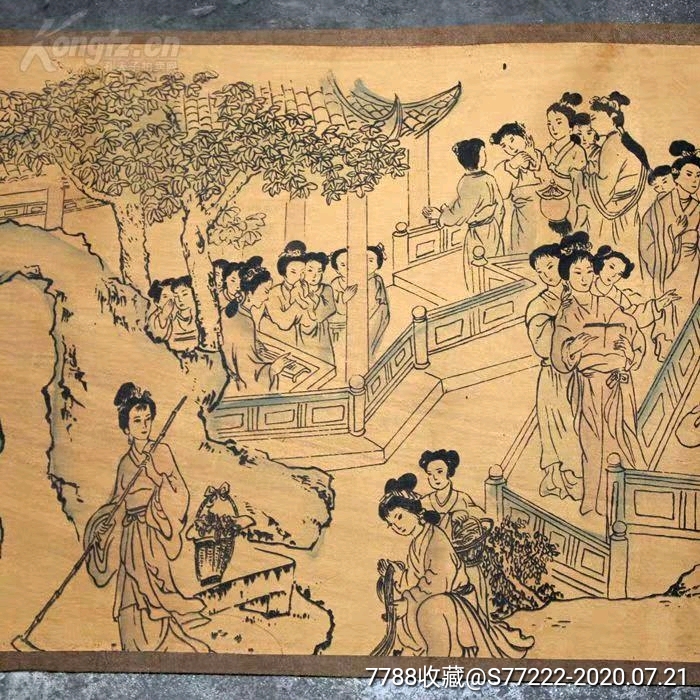 装裱仿古名画3米百美图全图国画品山水画字画长卷画中堂画