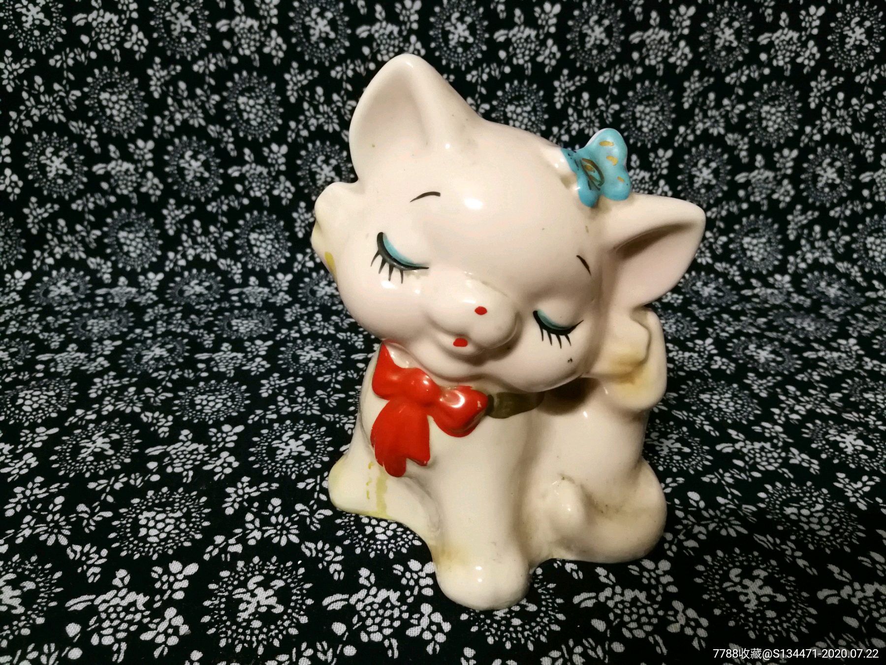 陶瓷猫储蓄罐文革景德镇出口中国制造底款陶瓷老玩具