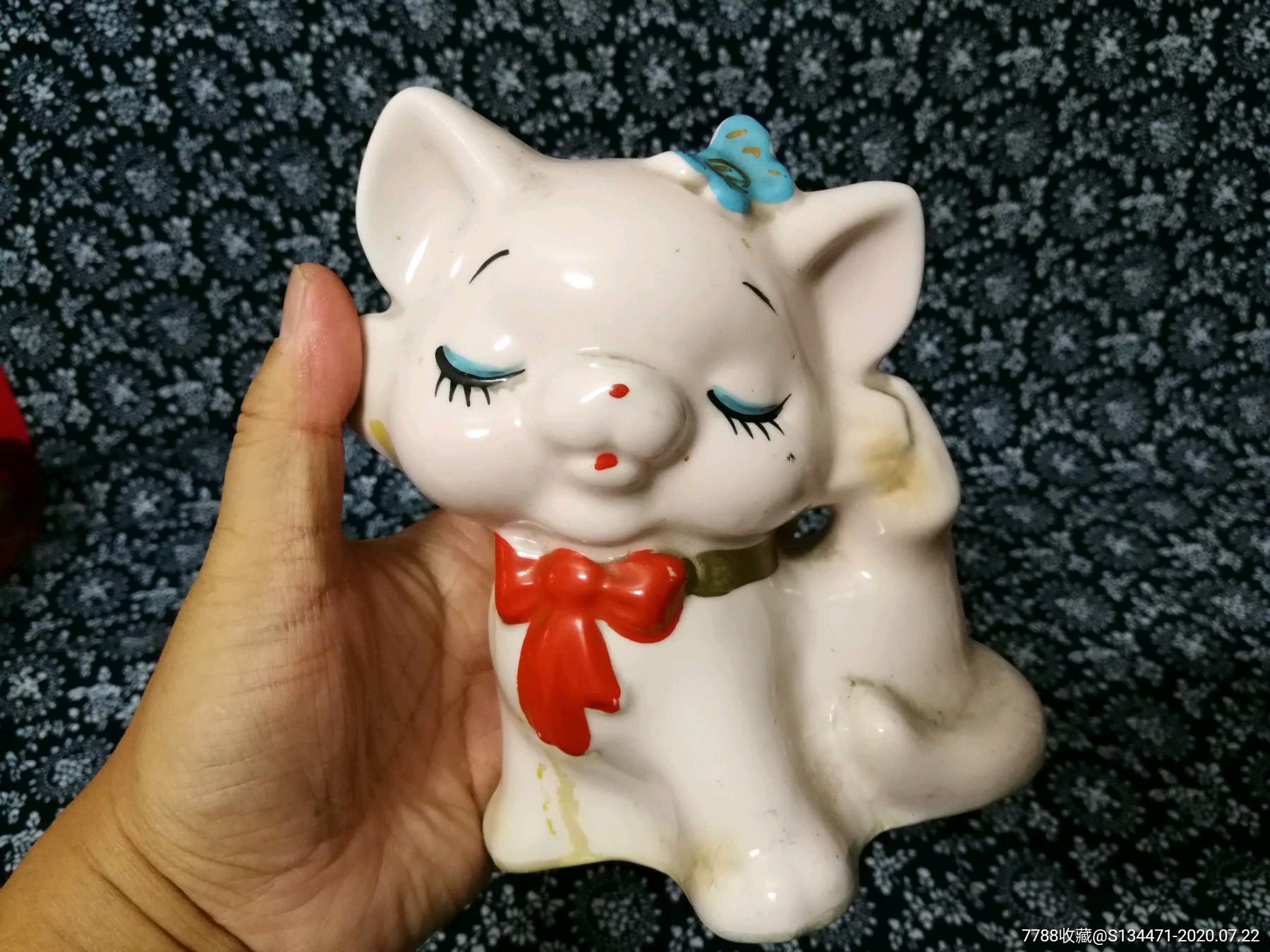 陶瓷猫储蓄罐文革景德镇出口中国制造底款陶瓷老玩具