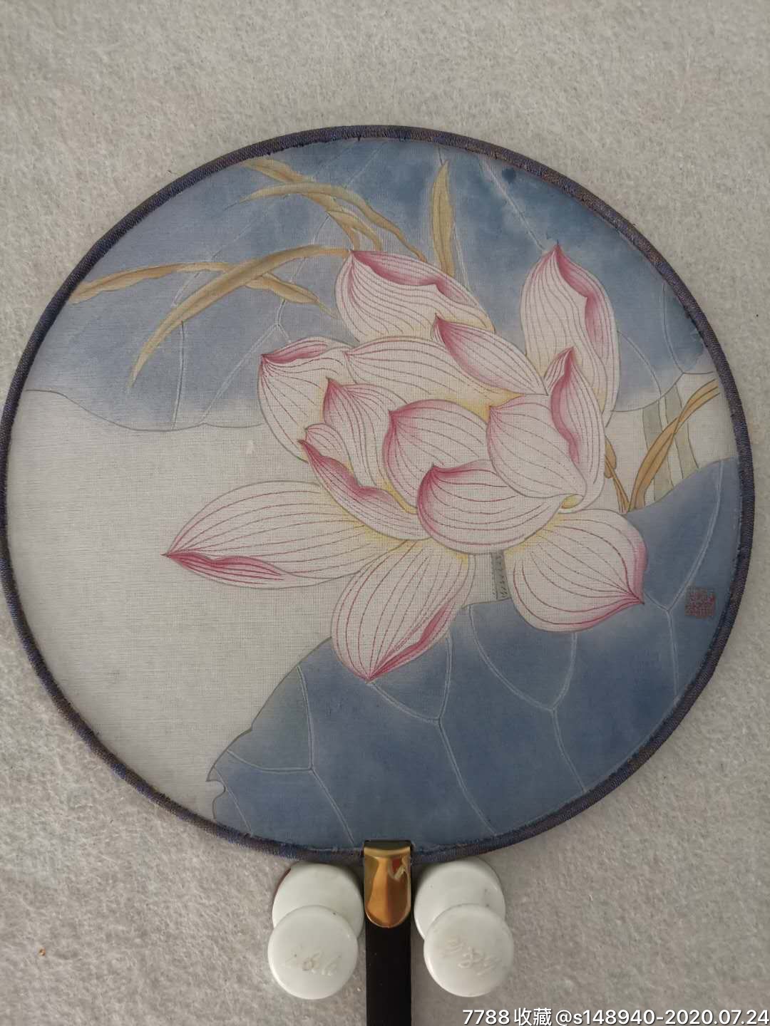 纯手绘工笔花鸟扇面