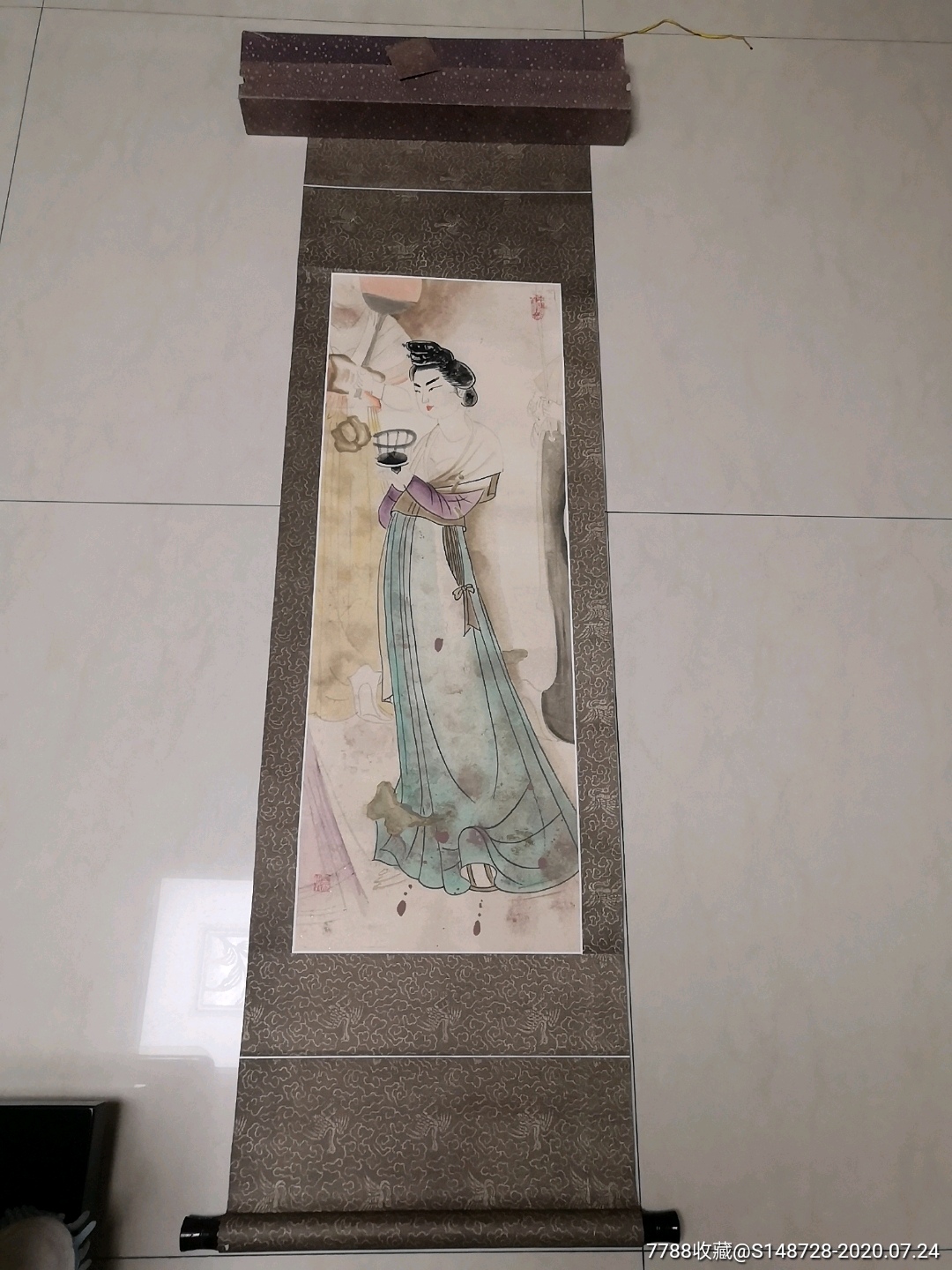 端杯仕女-人物国画原作-7788收藏