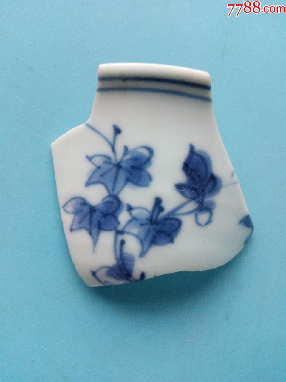 明中期成化弘治正德景德镇窑青花平等青料手绘花卉细路古瓷片_价格390