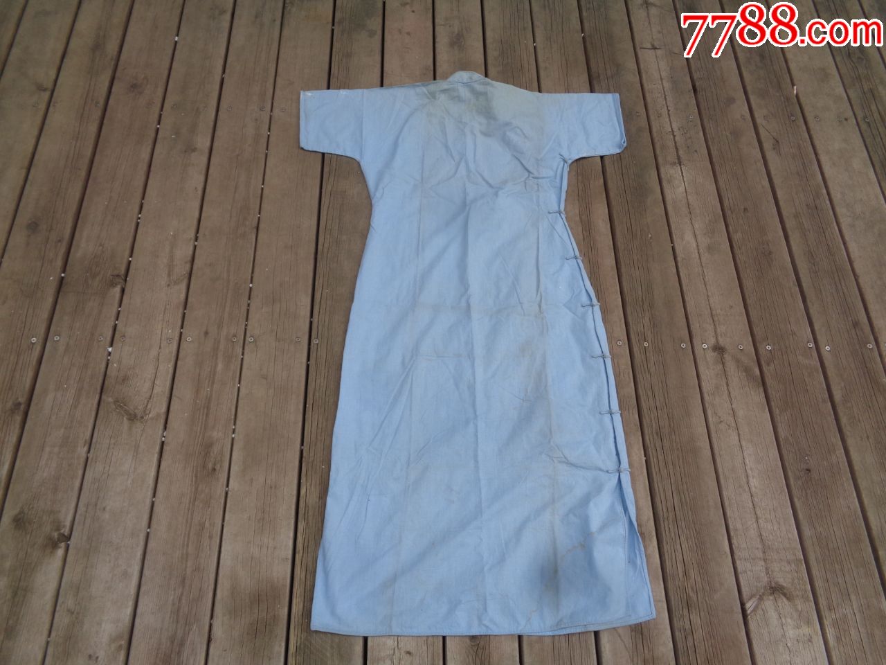 民国时期短袖青布旗袍