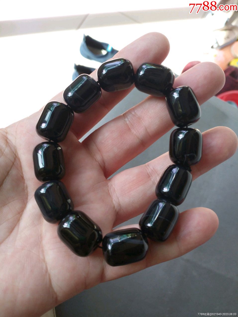 民国时期黑缠丝玛瑙珠手链一件