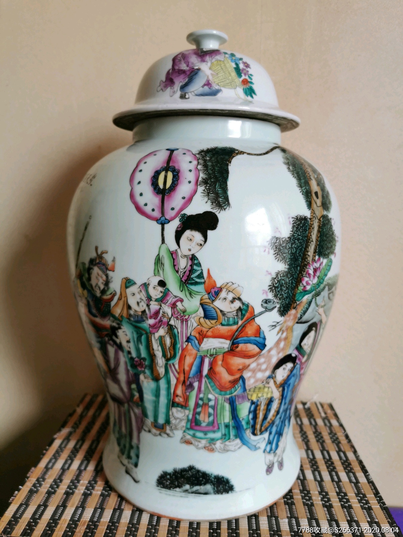 民国名家夏静庵粉彩受天百禄将军罐