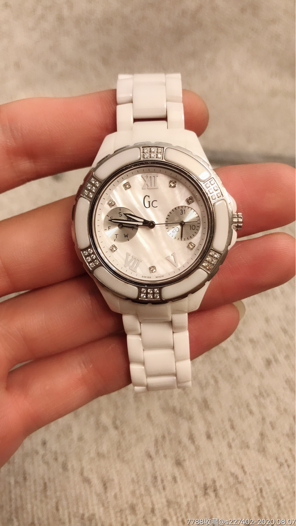 二手美国gc手表石英手表女表白色陶瓷女表