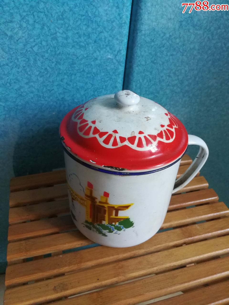 南京长江大桥图案大搪瓷缸