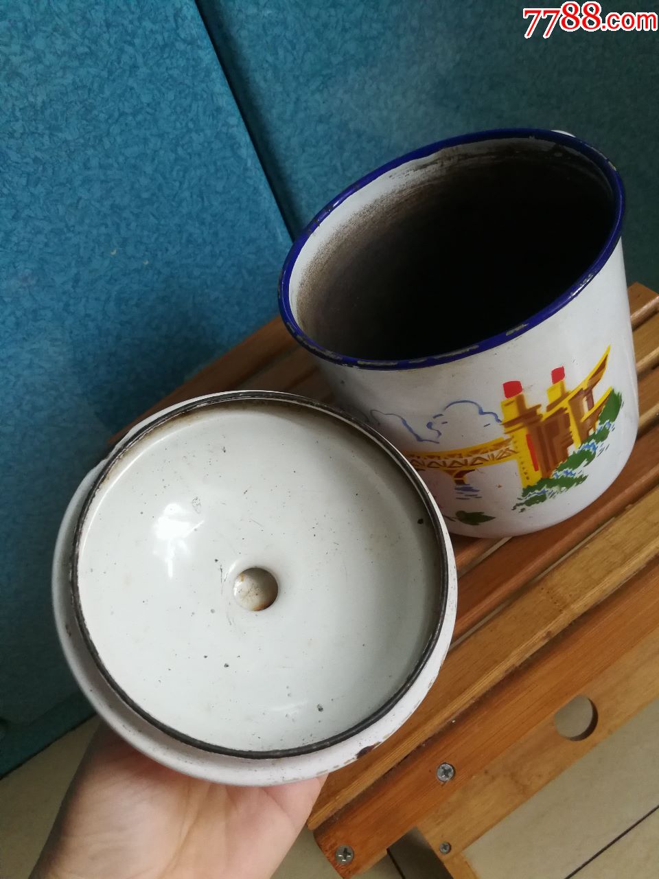 南京长江大桥图案大搪瓷缸