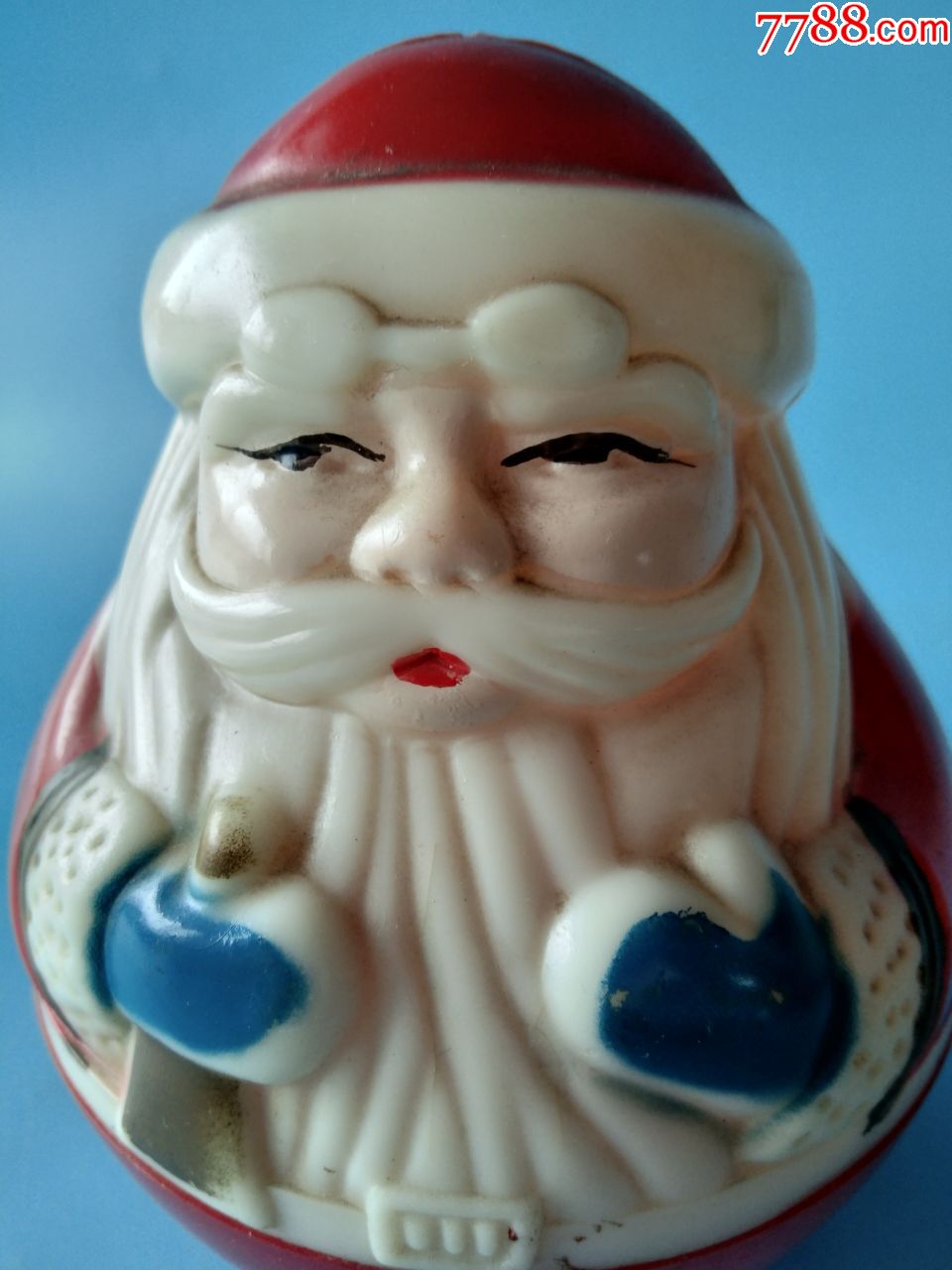 80年代圣诞老人不倒翁老爷爷喜庆塑料摆件