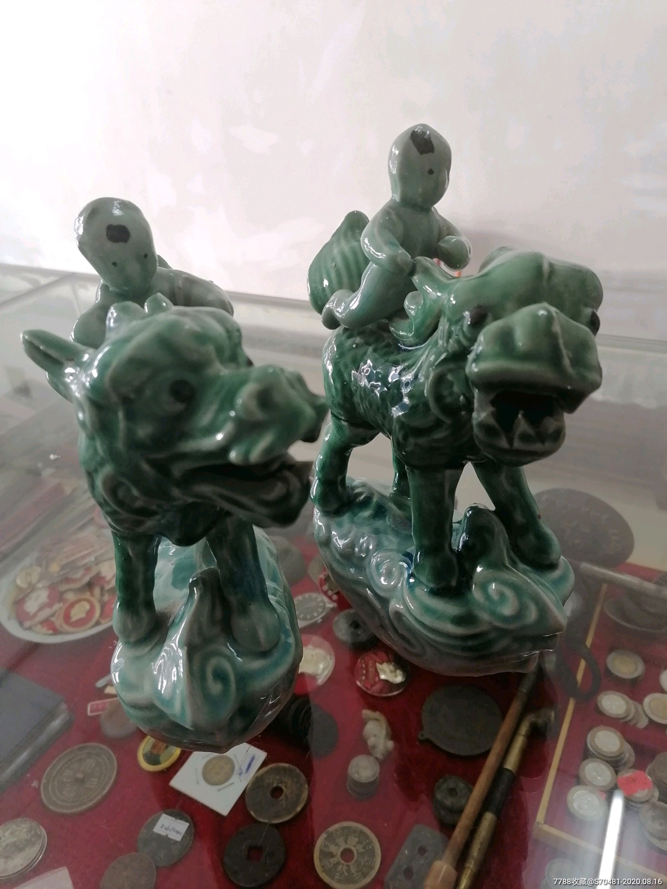 麒麟送子摆件一对