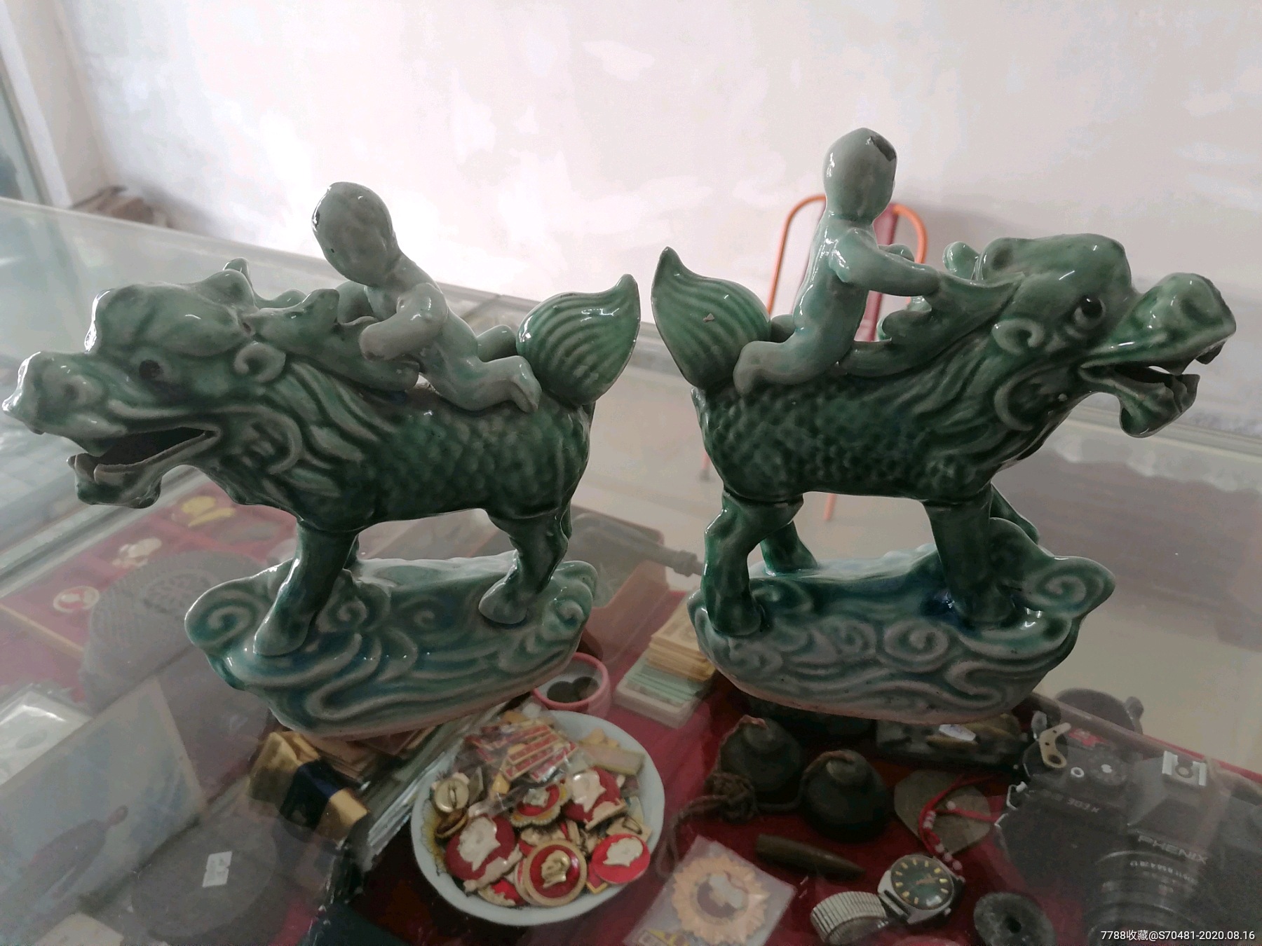 麒麟送子摆件一对