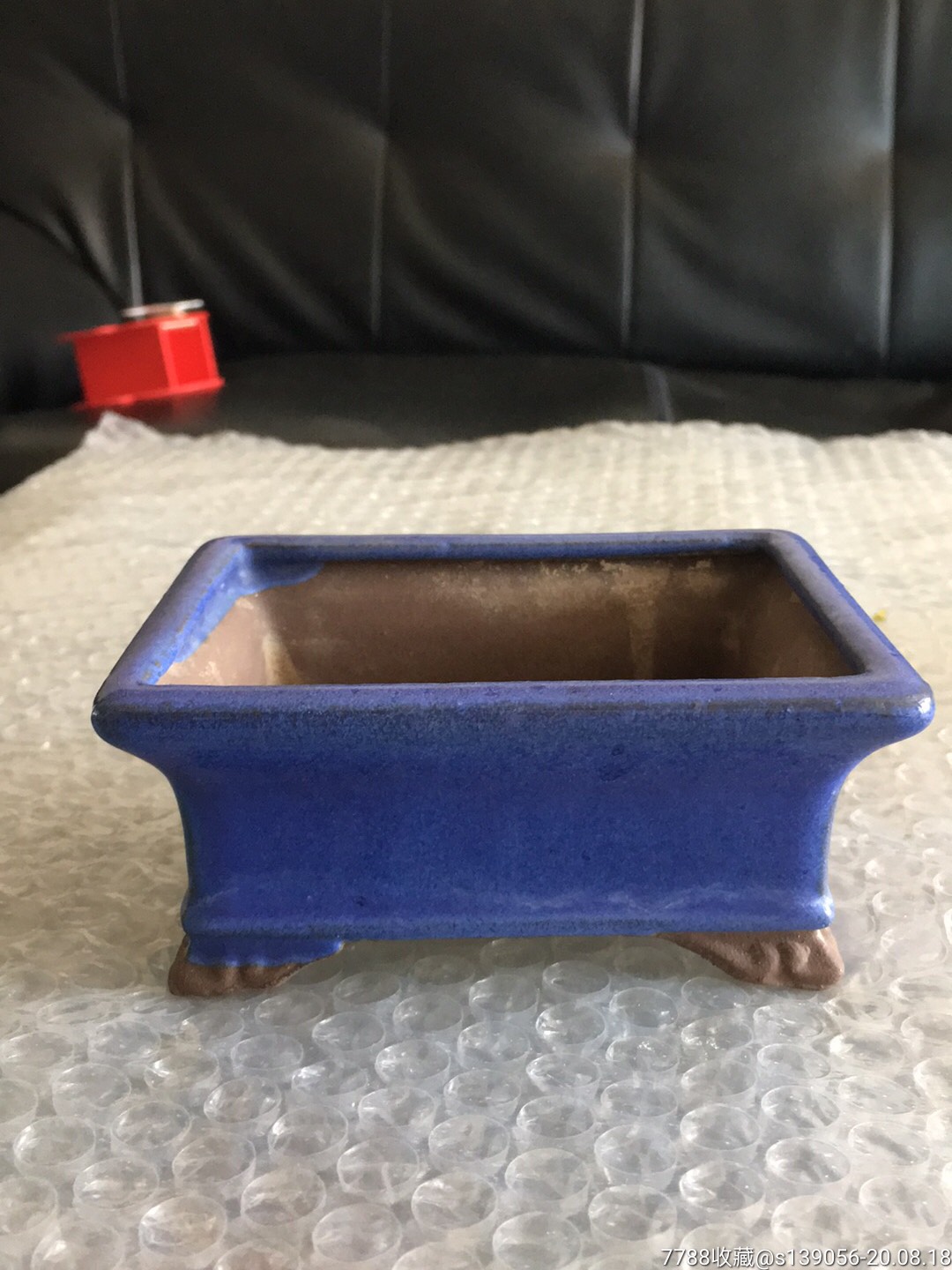 紫砂挂釉小花盆