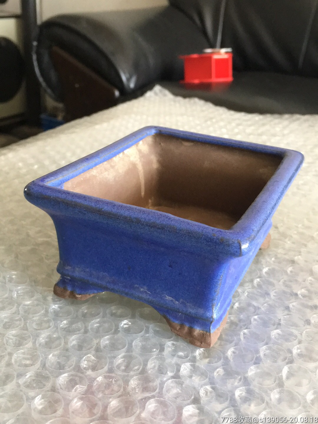 紫砂挂釉小花盆