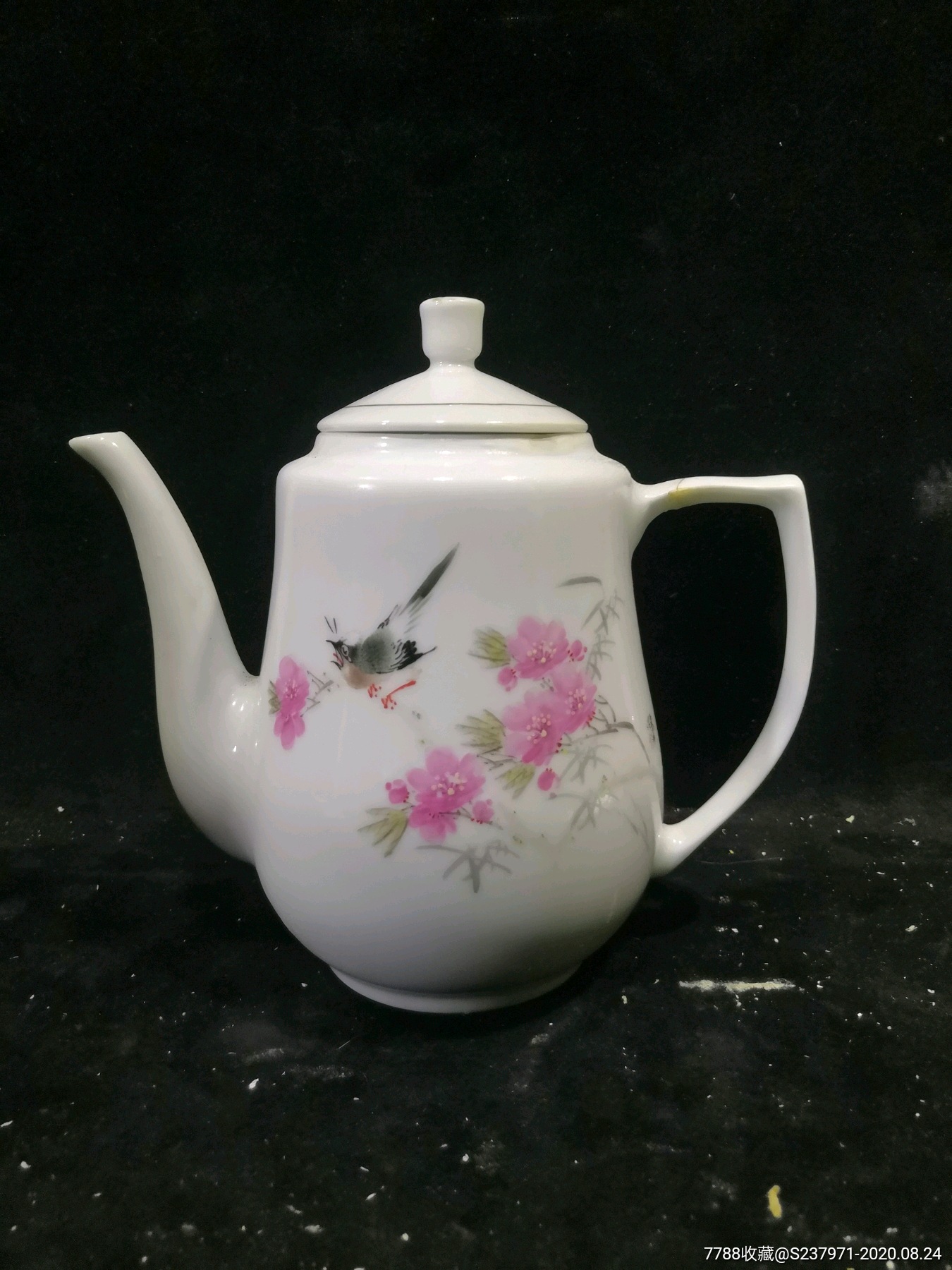 80年代景德镇瓷厂高白泥釉花鸟壶-价格:6元-au24024960-彩绘瓷/彩瓷