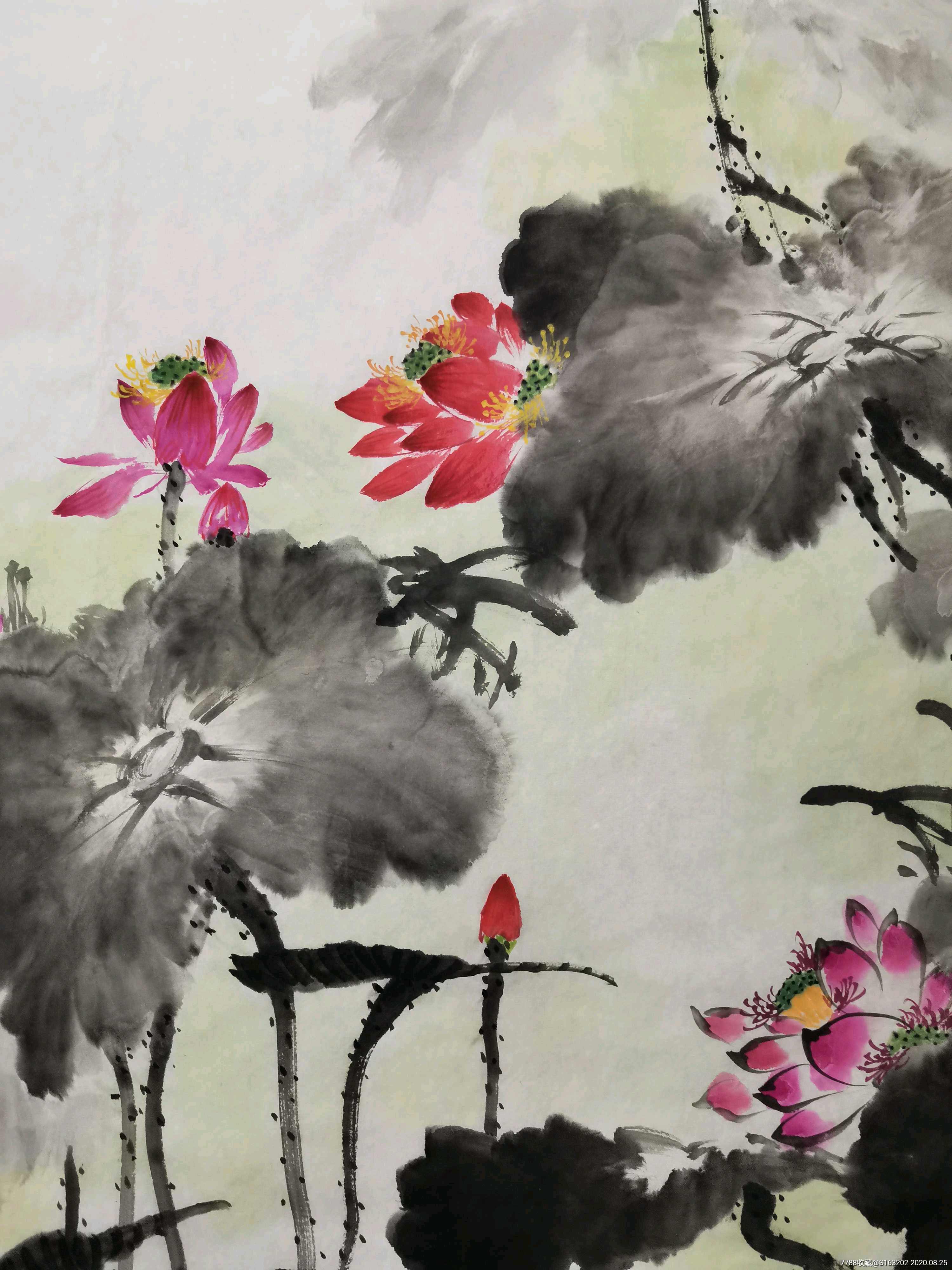 六尺整张《盛世荷塘》_花鸟国画原作_第2张