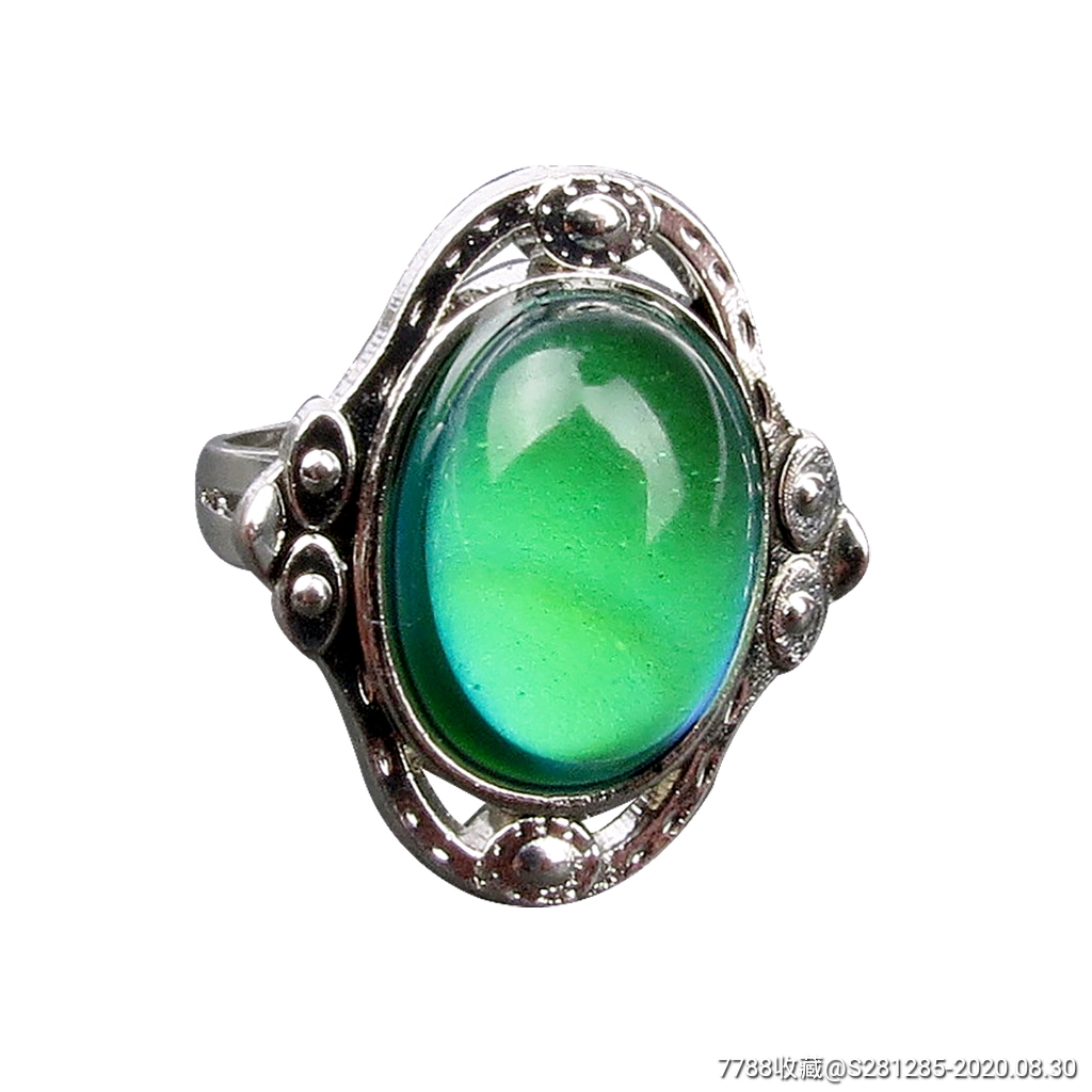 欧美复古宫廷宝石感温心情变色戒指开口调节