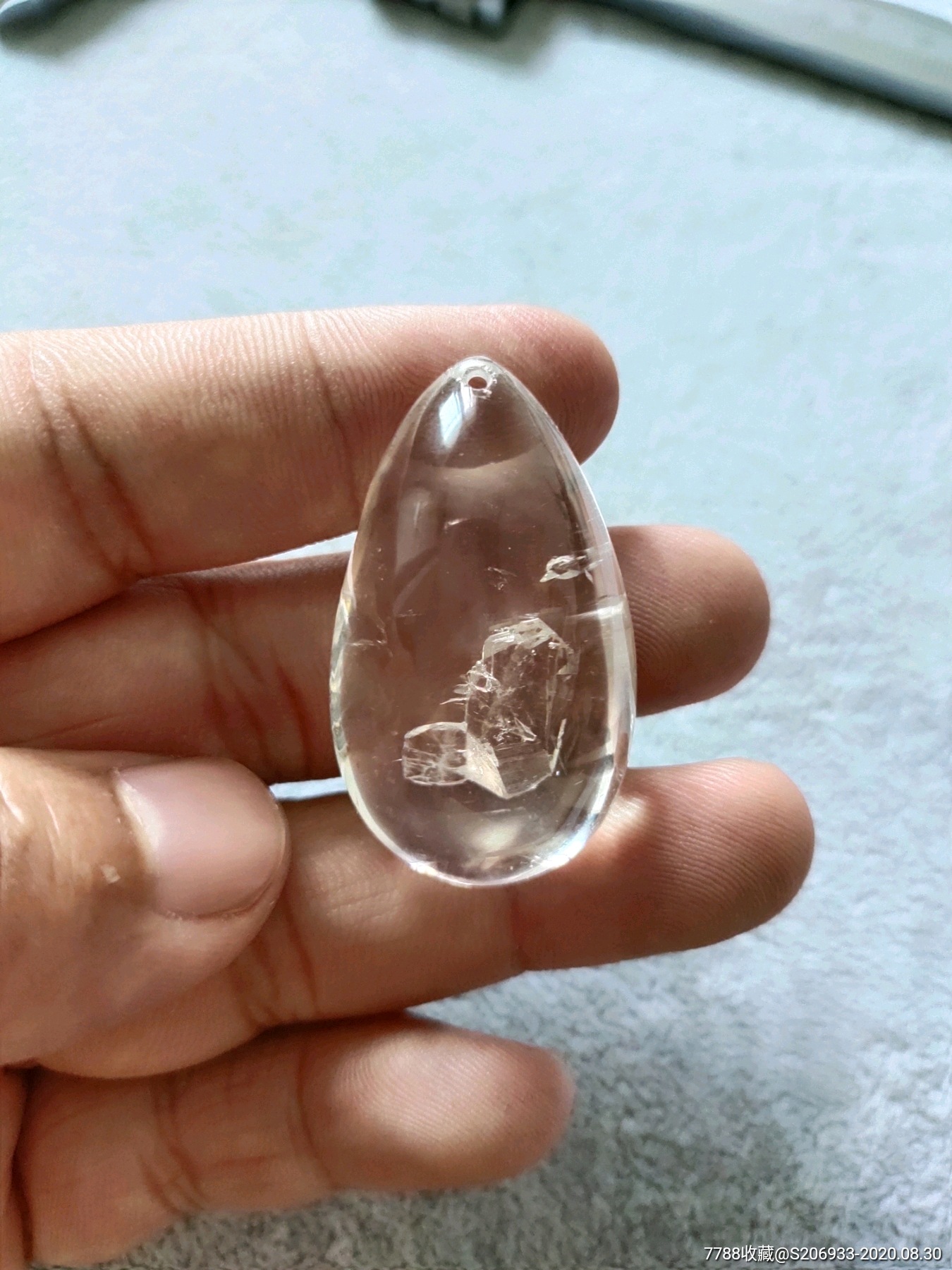 白水晶石晶中晶吊坠挂件