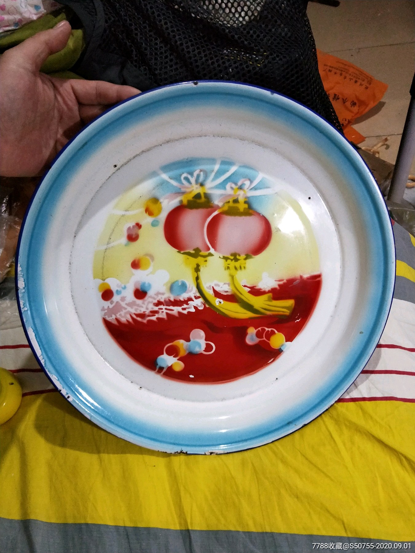老搪瓷盘子,国庆