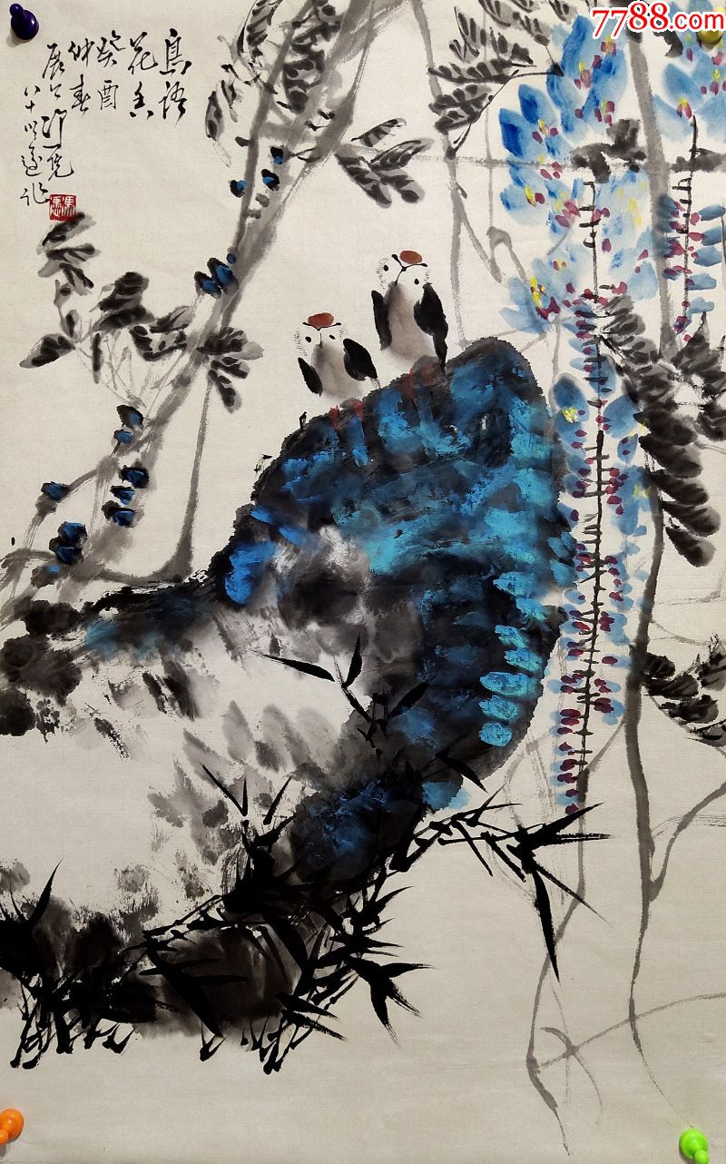 中国著名书画家及美术教育家,青岛教授,书画家【冯凭】花鸟