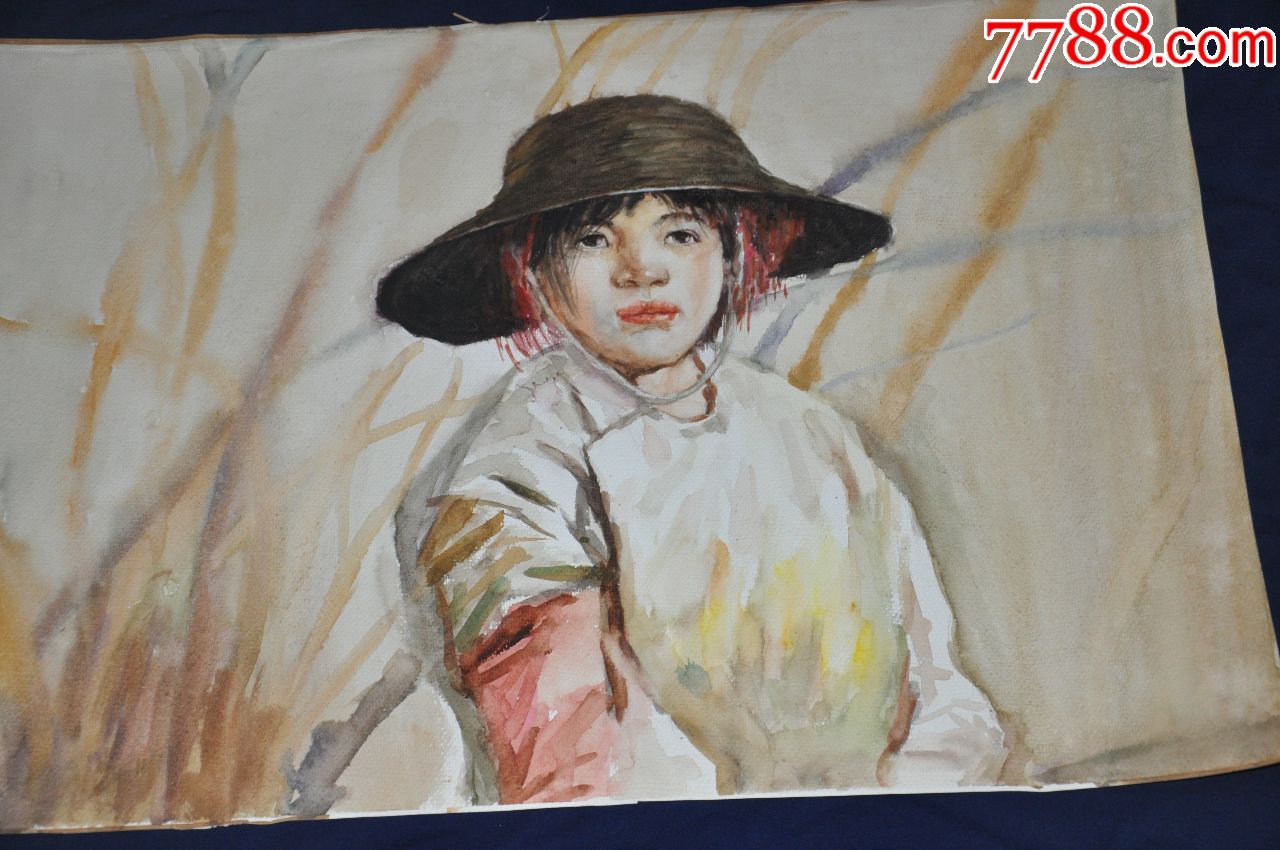 水粉画,民族少女.