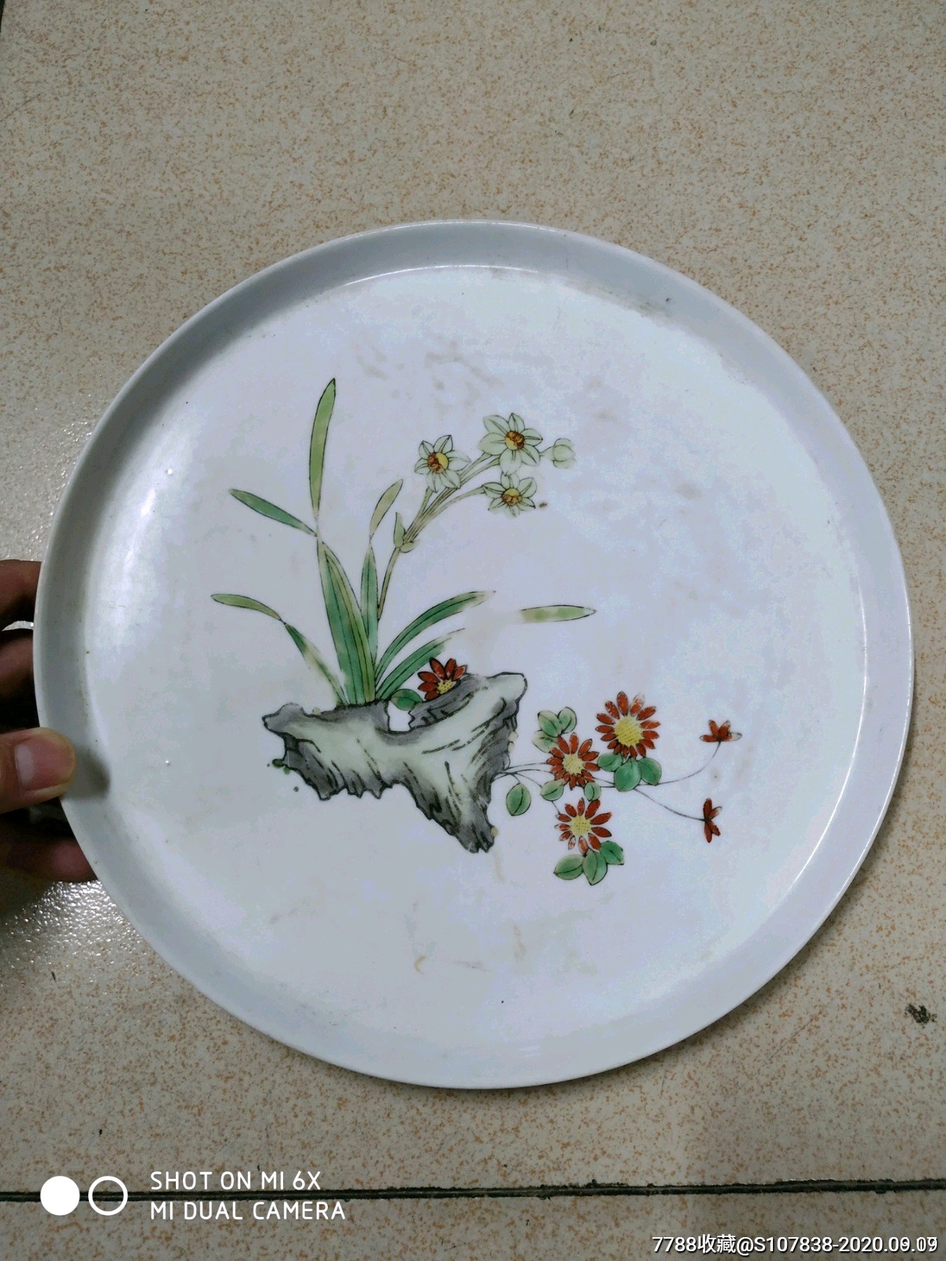 民国彩绘瓷盘口径25公分全品无磕碰